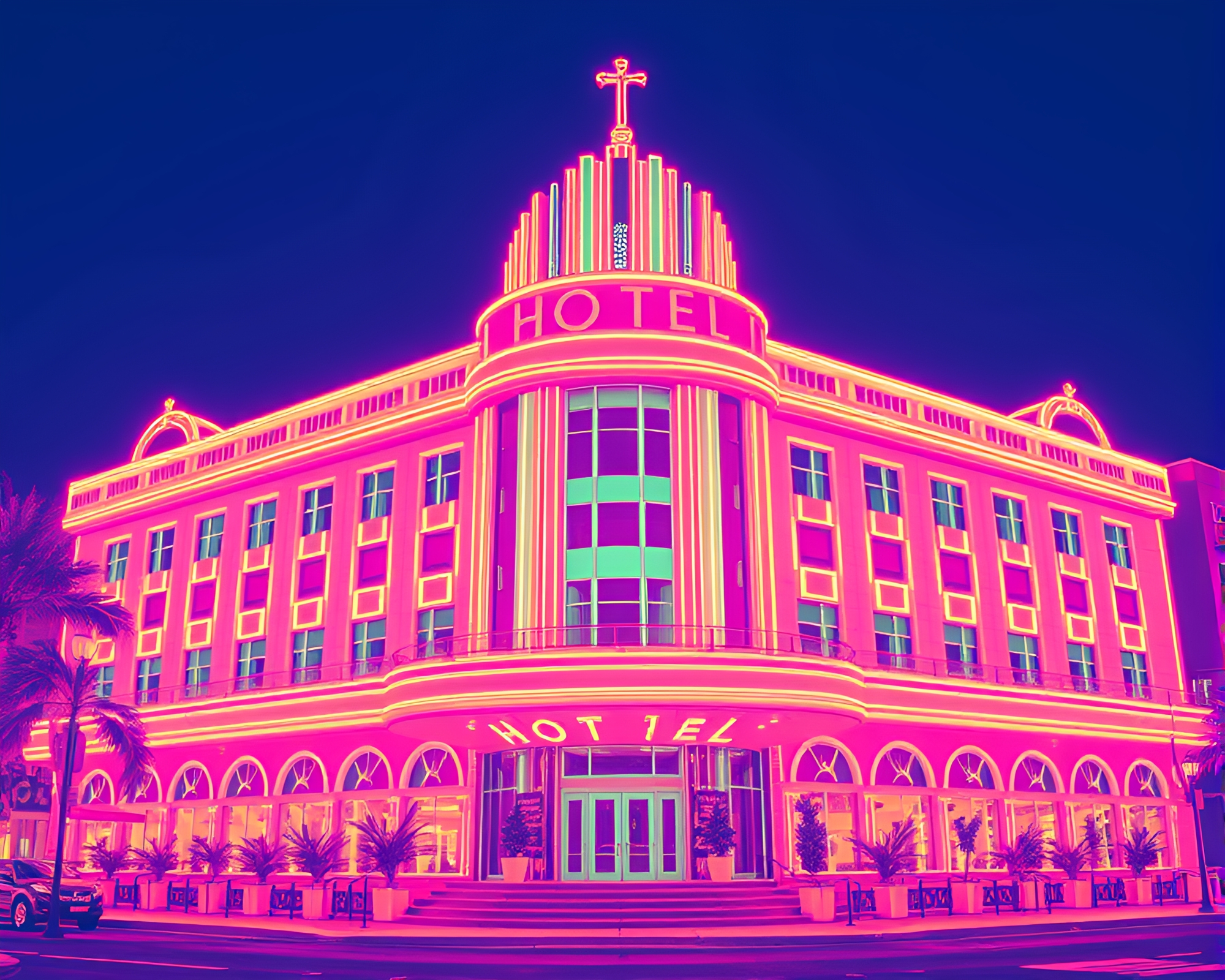Elegant Art Deco Hotel Blueprint Style – free AI stock image