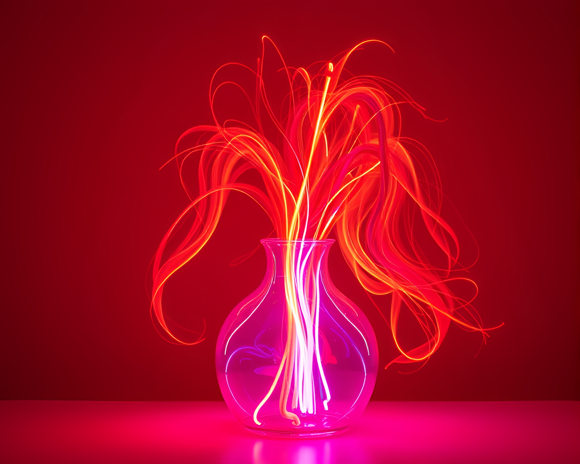 Electric Vase: Hair Dance in Fluorescent Light – free AI stock image