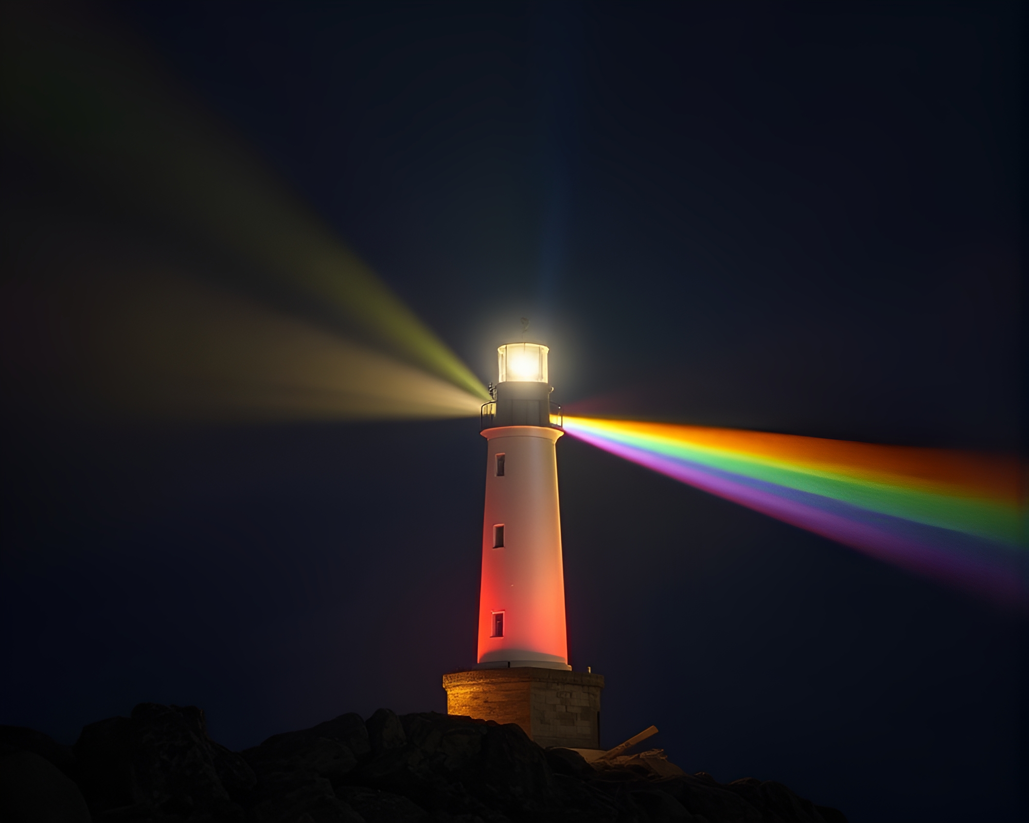 Lighthouse Rainbow Refraction: X-Ray Brightness – free AI stock image