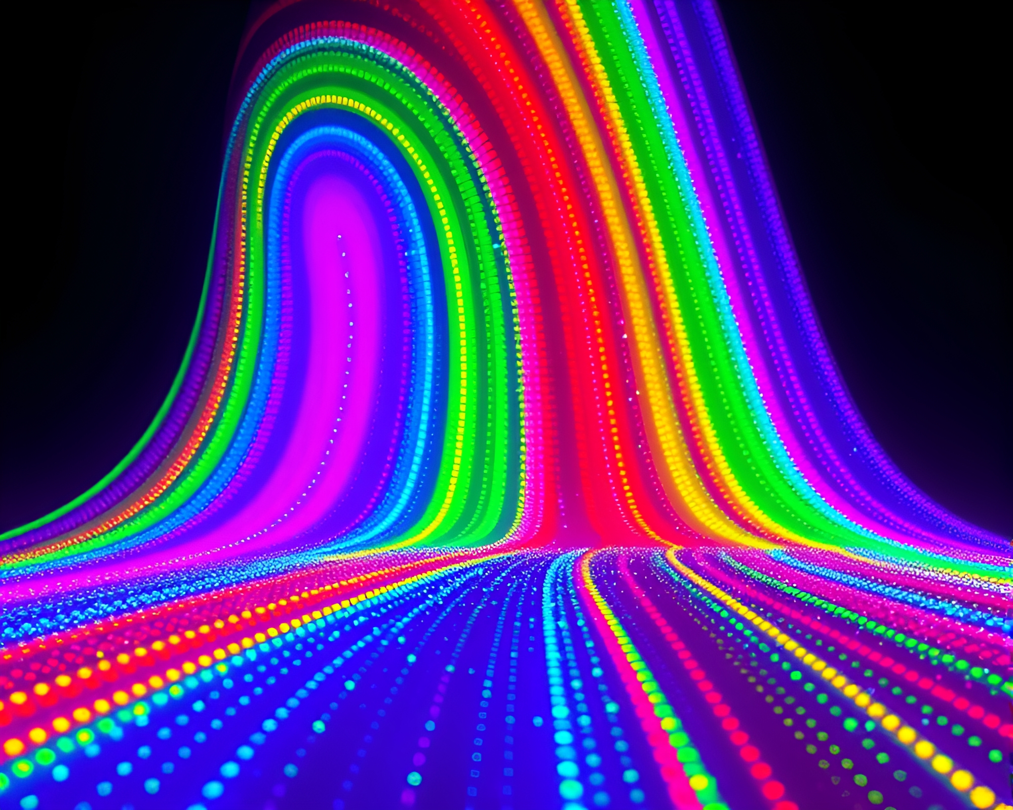 Vibrant Neon Plateau: Mosaic Scan Lines Fantasy – free AI stock image
