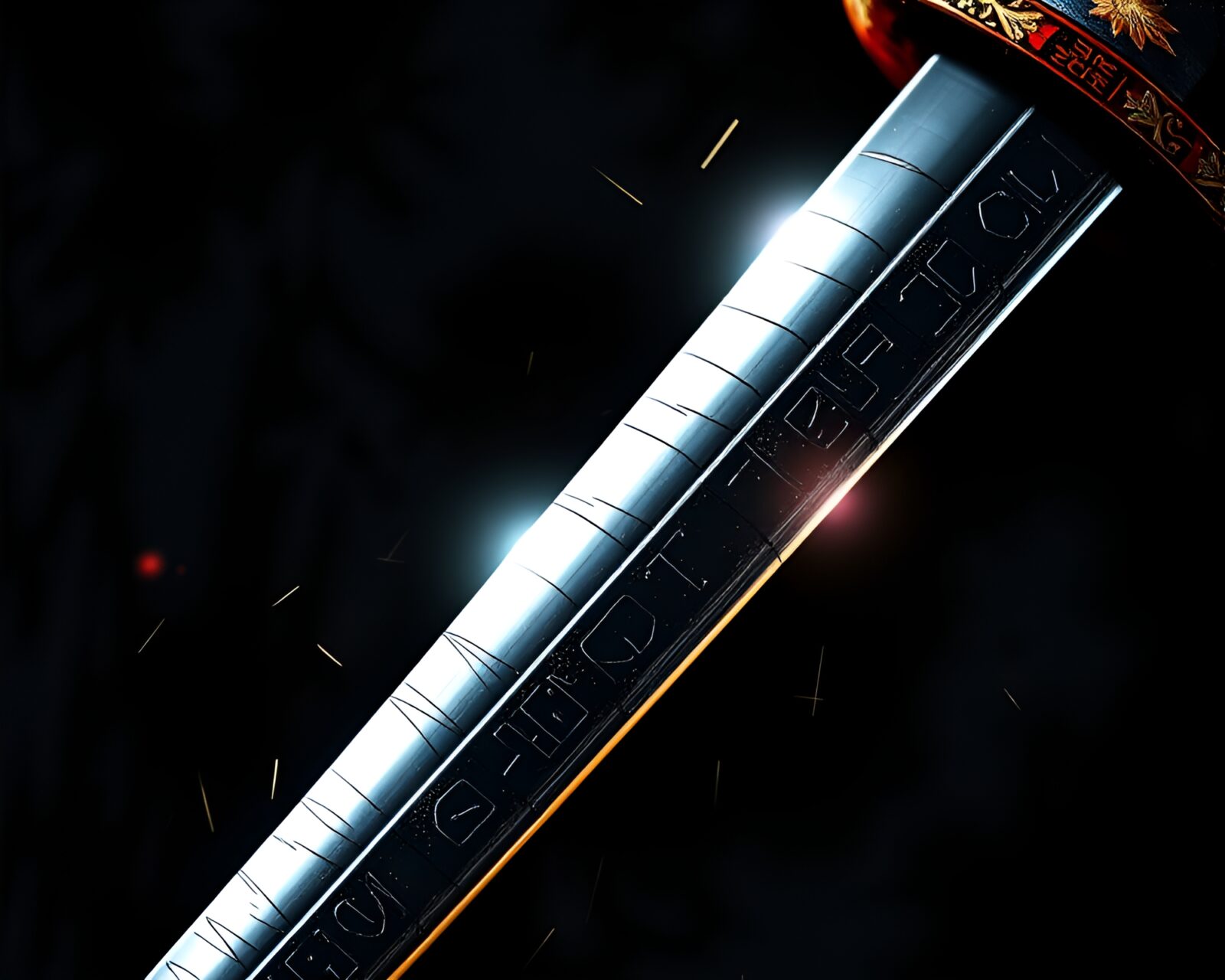 Glossy highlighted samurai sword with manga art style