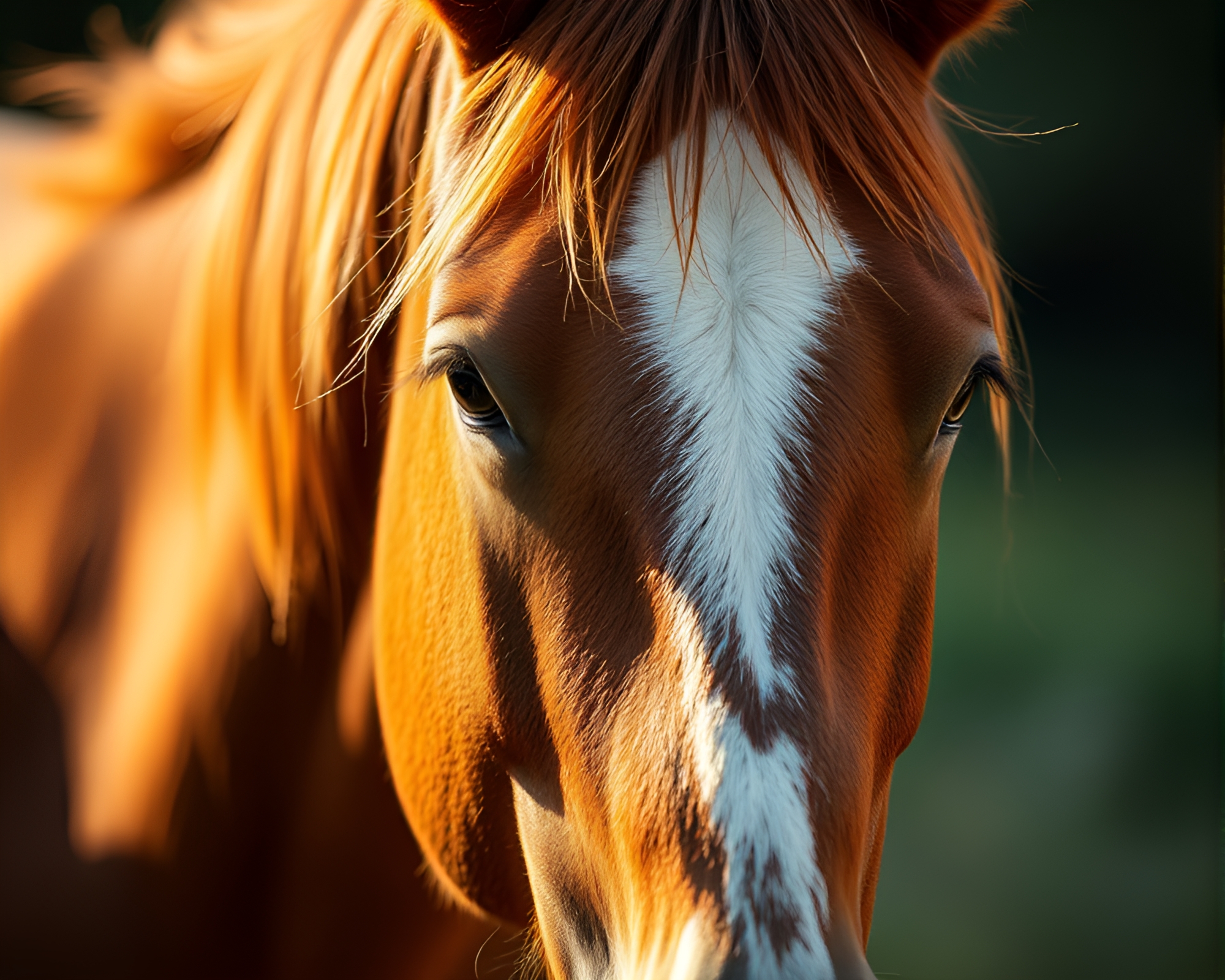 Wild Stallion in Intense Sunlight: Macro Composition – free AI stock image