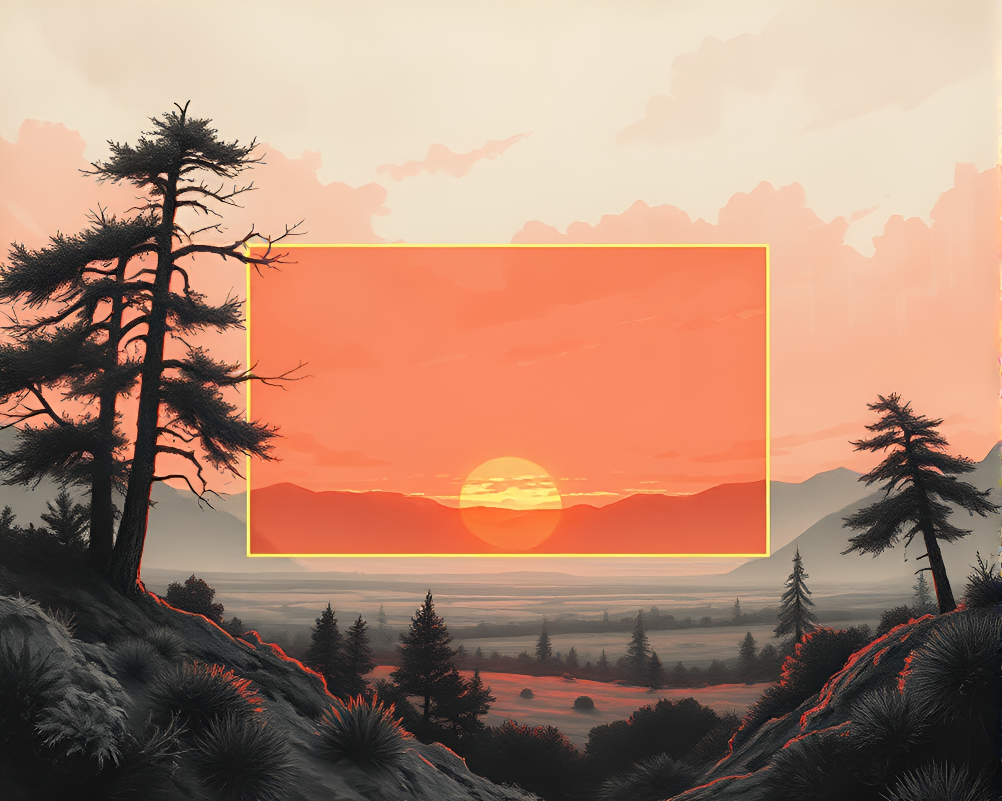 Futuristic Cyborg Landscape Etching with Topaz Light – free AI stock image