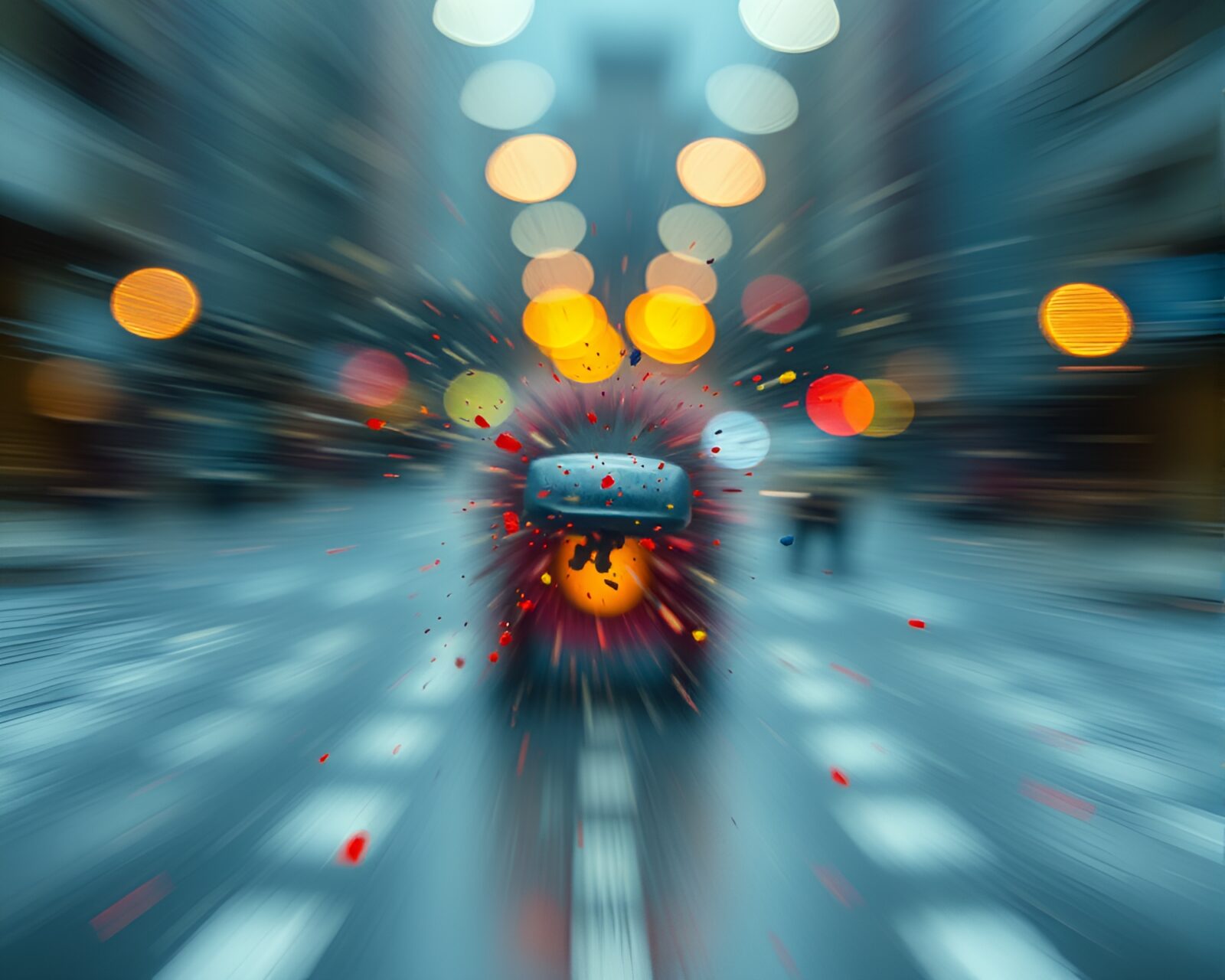 Time bending effect in a tiny world with paint splatter colors