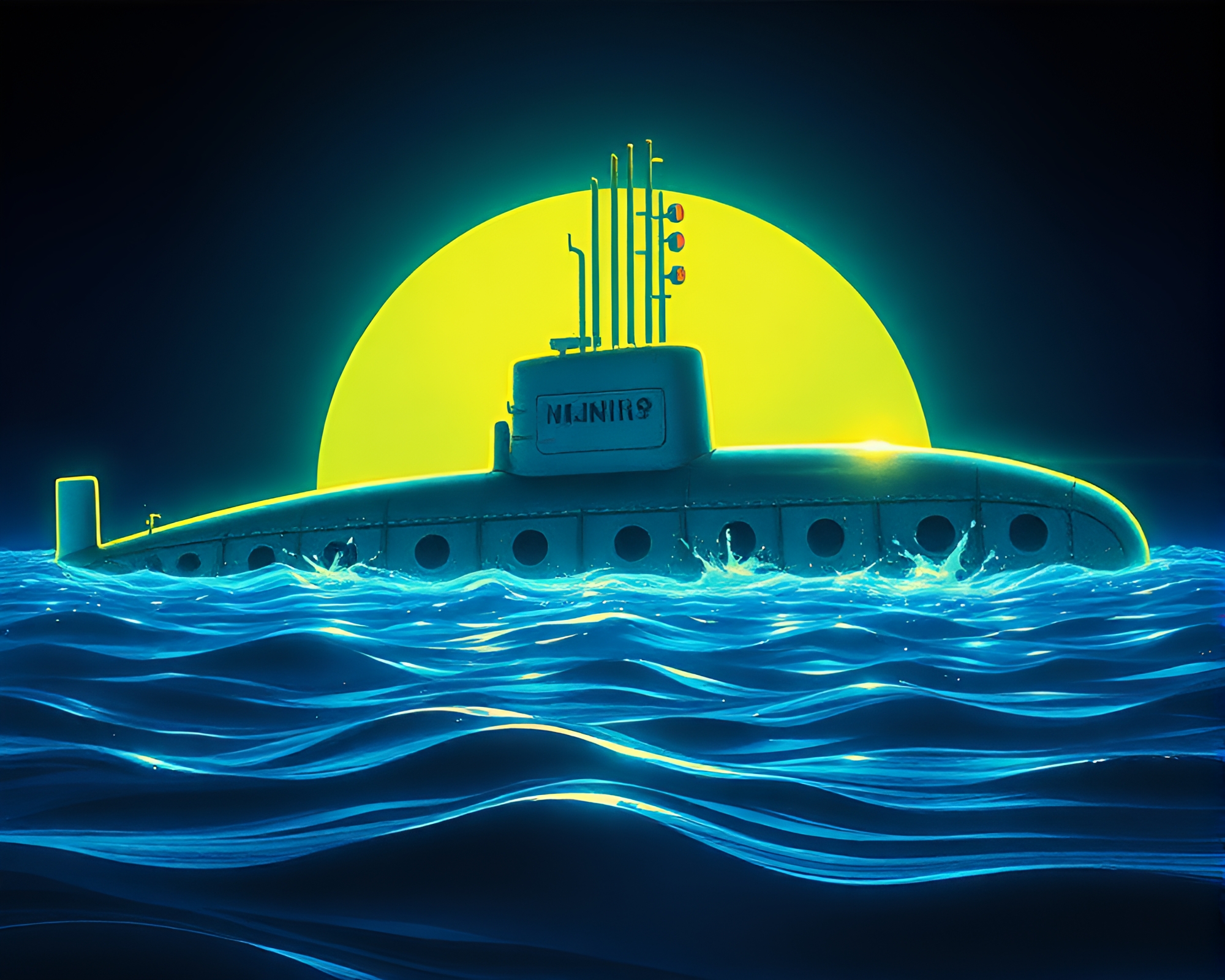 Grunge Submarine Silhouette in Shadow Play – free AI stock image