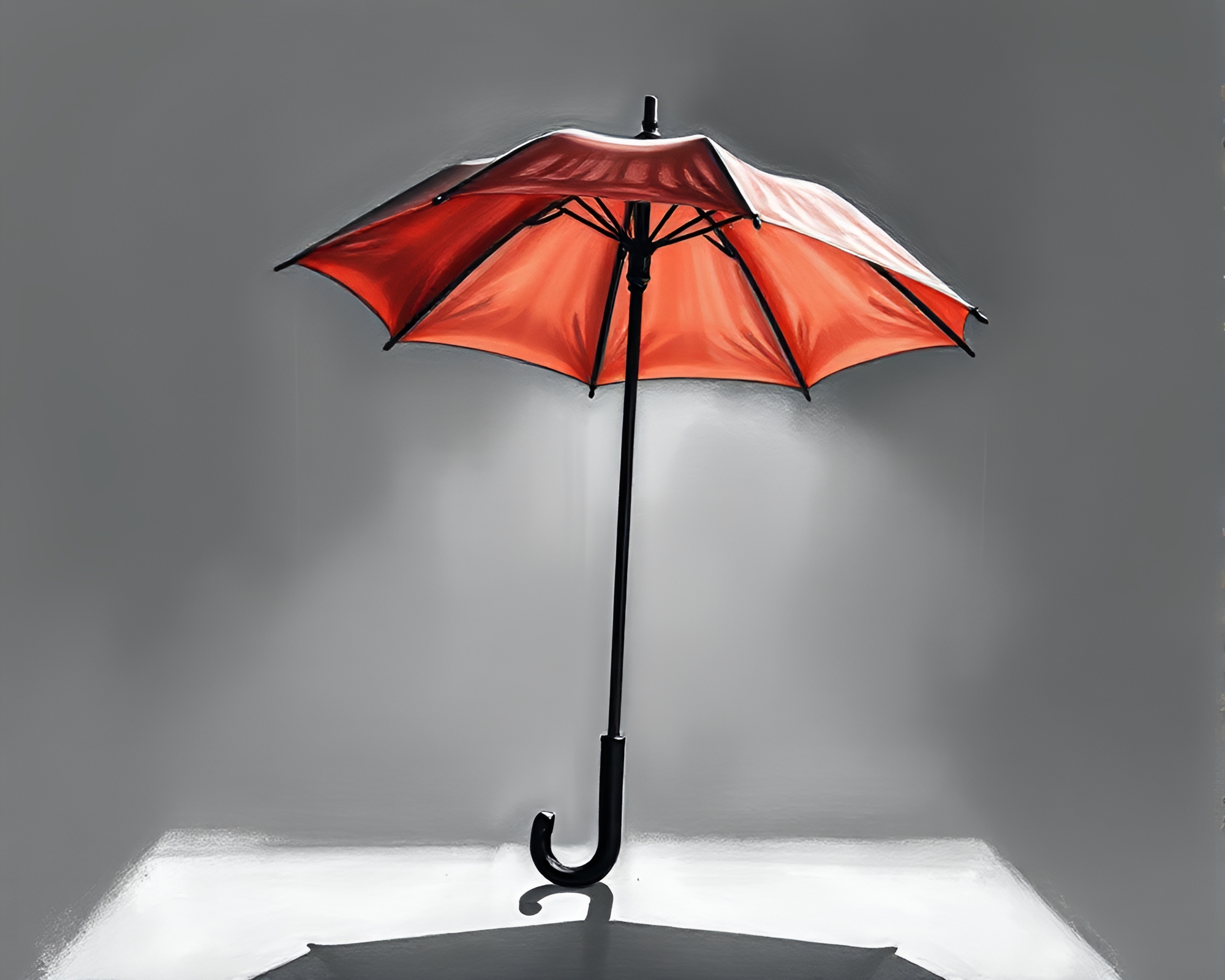 Chalk Drawing of Woman with Umbrella in Soft Shadows – free AI stock image