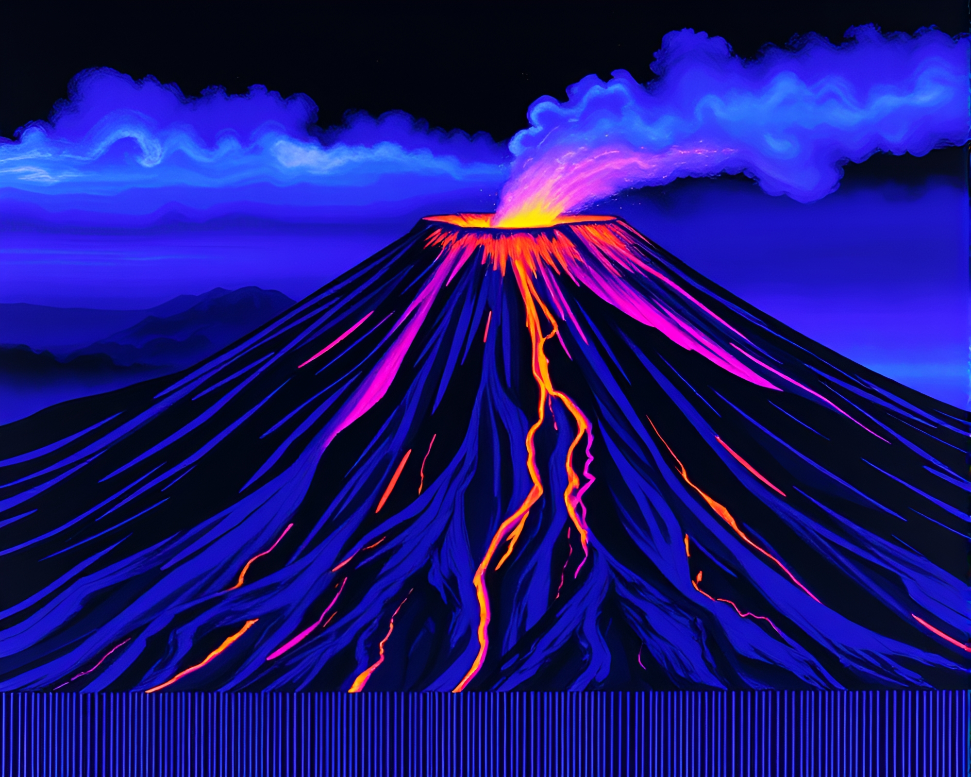 Volcanic Barcode Stripes in Ultraviolet Light – free AI stock image