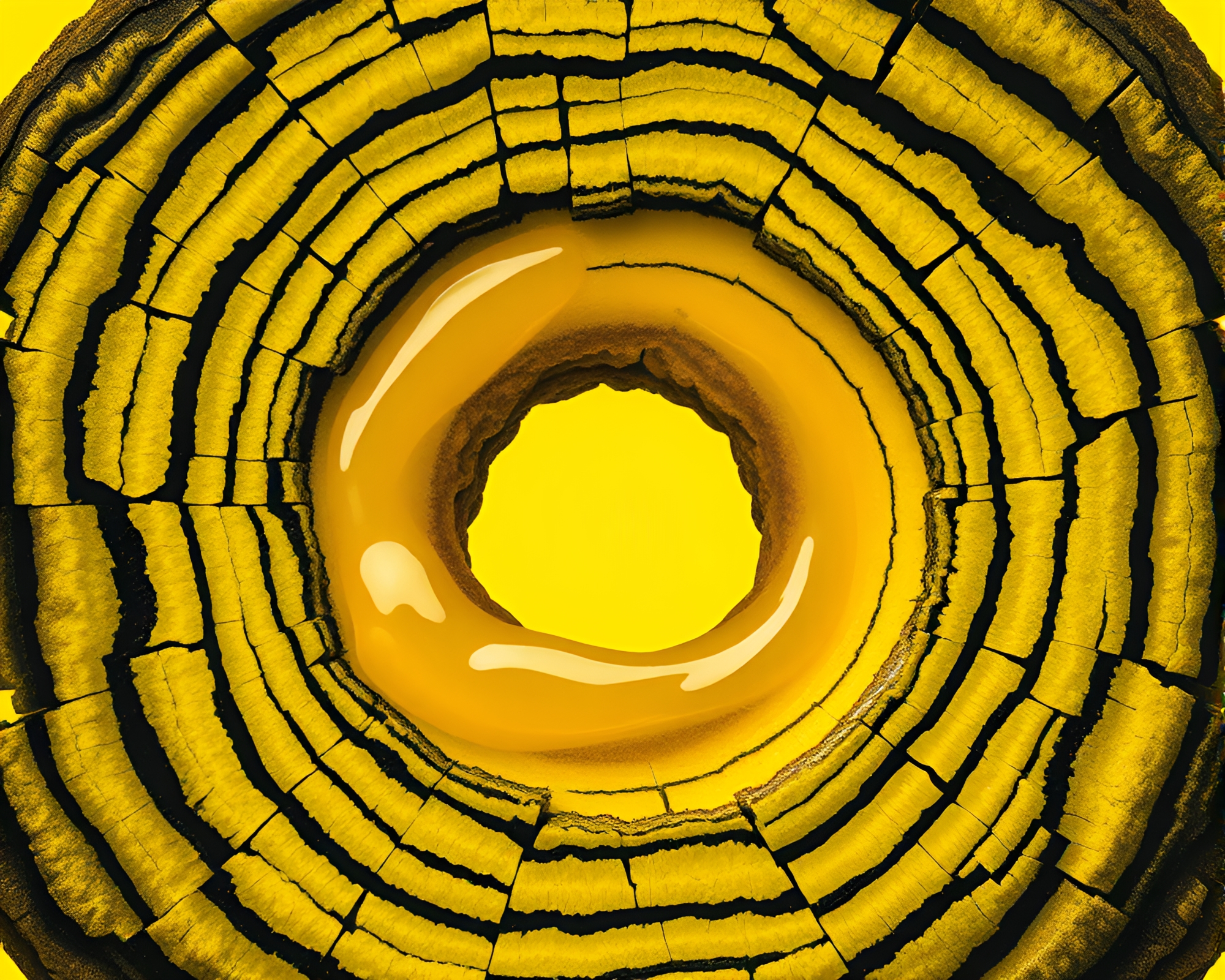 Mystical Tree Donut in Yellow Monochrome – free AI stock image