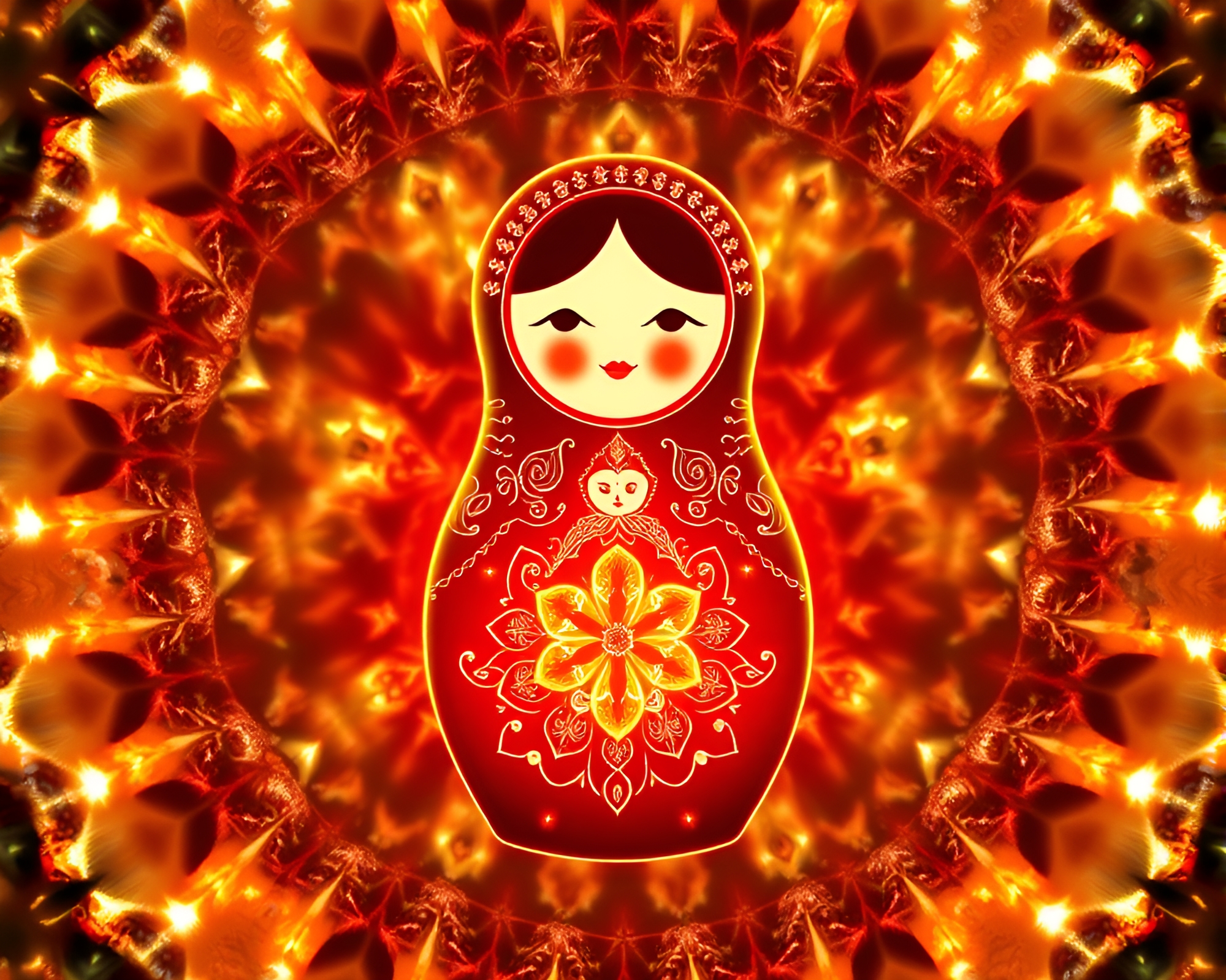 Fractal Matryoshka Doll with Rim Lighting – free AI stock image