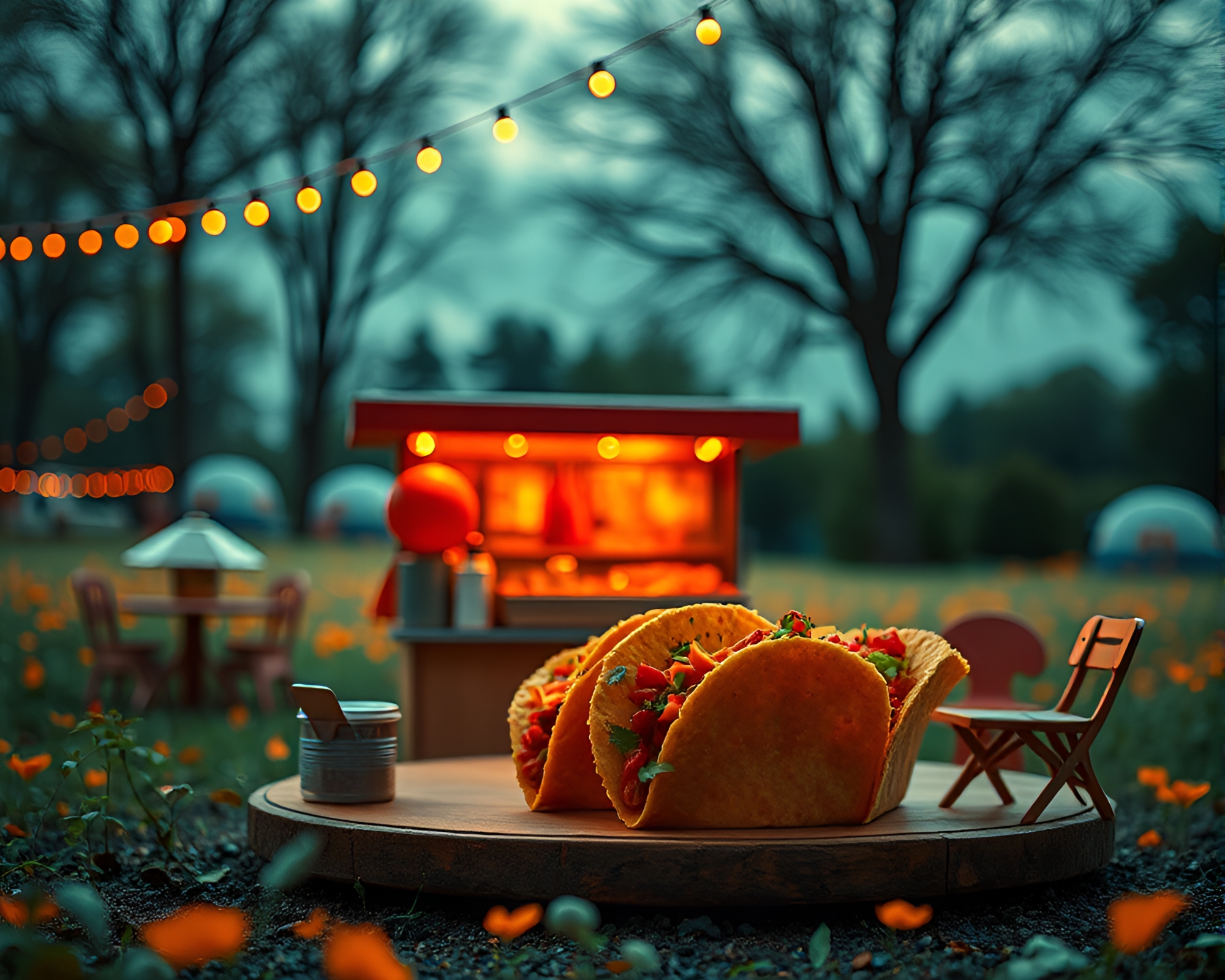Vibrant Taco Stand Collage Infrared Composition – free AI stock image