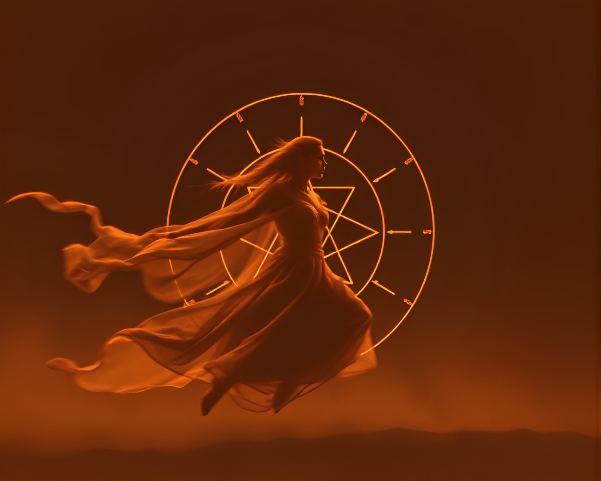 Esoteric Sigil Motion Captured in Ultraviolet Sepia Tone – free AI stock image