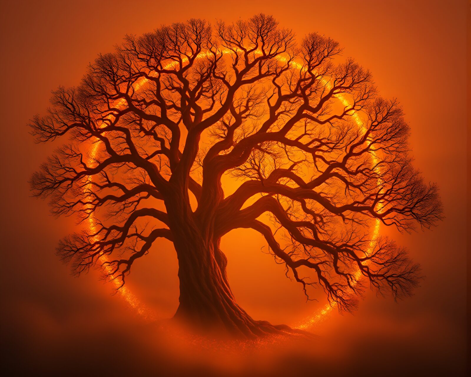 Abstract tree ring pattern in misty dawn lighting