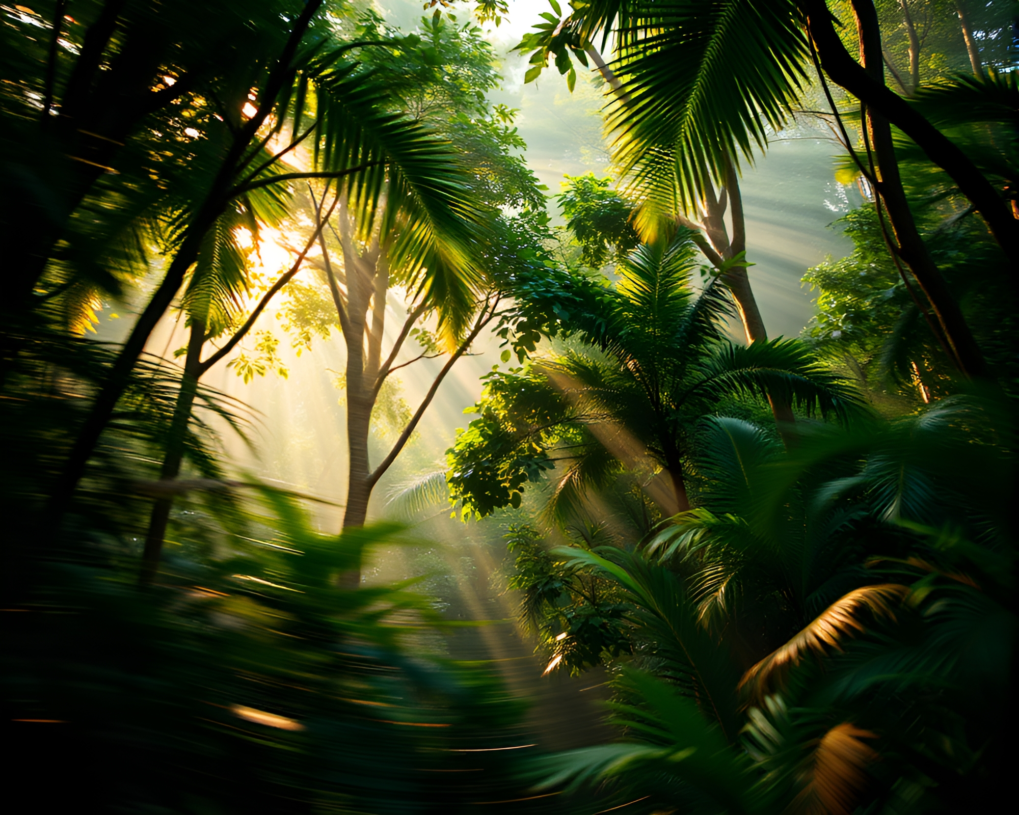 Vinyl Record Jungle Canopy Motion Blur Contouring Composition – free AI stock image