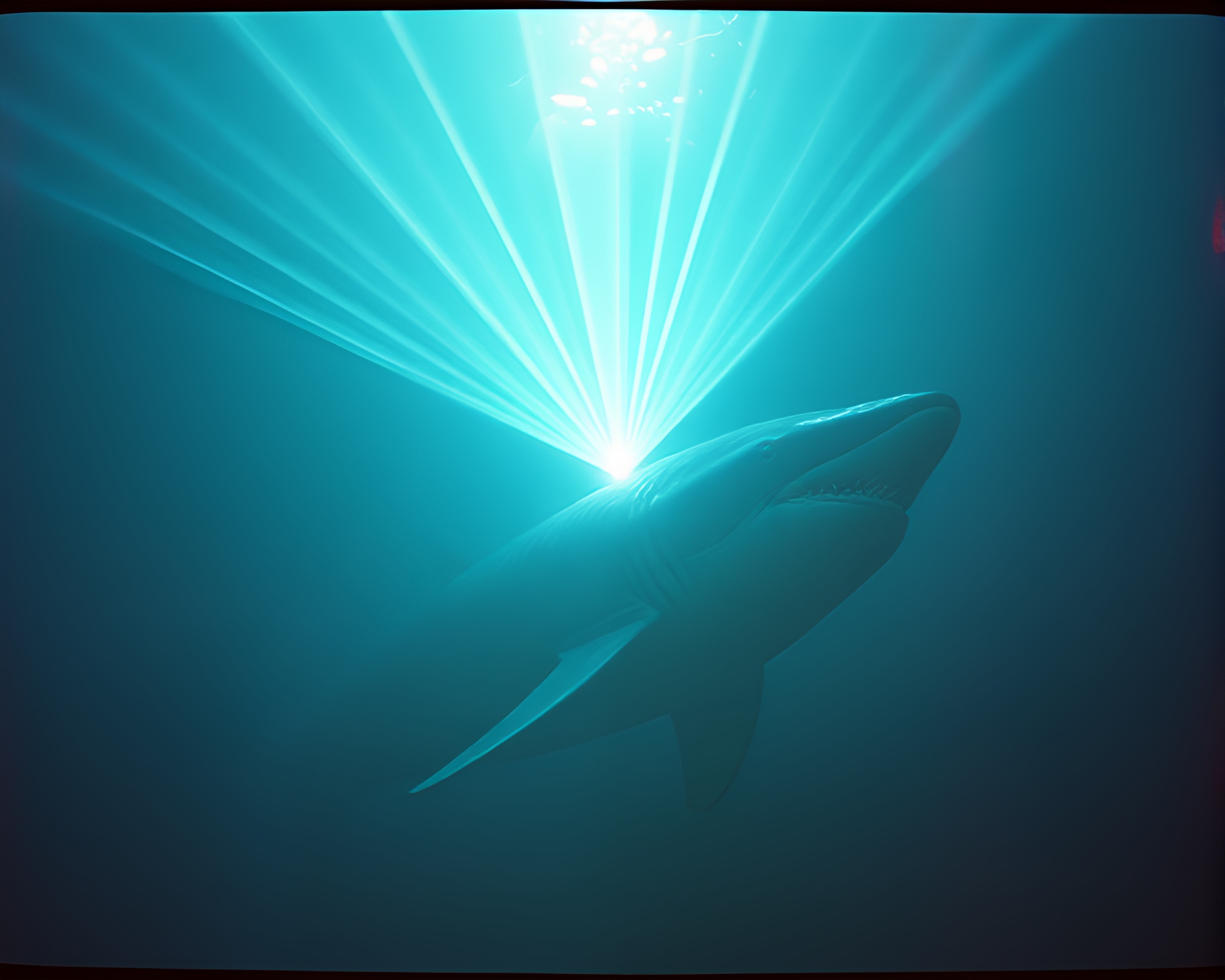 Leviathan emerges amid laser beams in cinematic still – free AI stock image