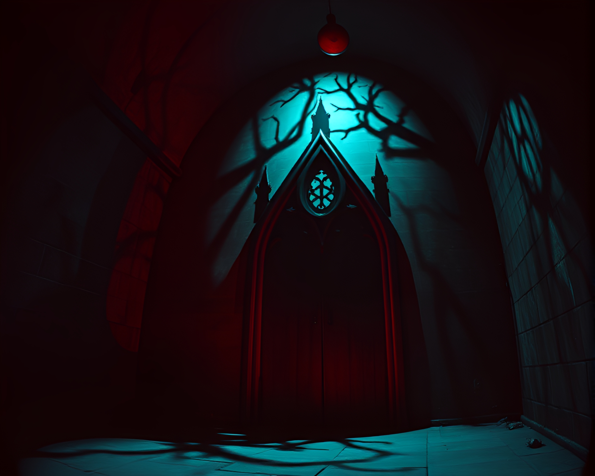 Gothic Dungeon Shadows: Infrared Torchlight – free AI stock image
