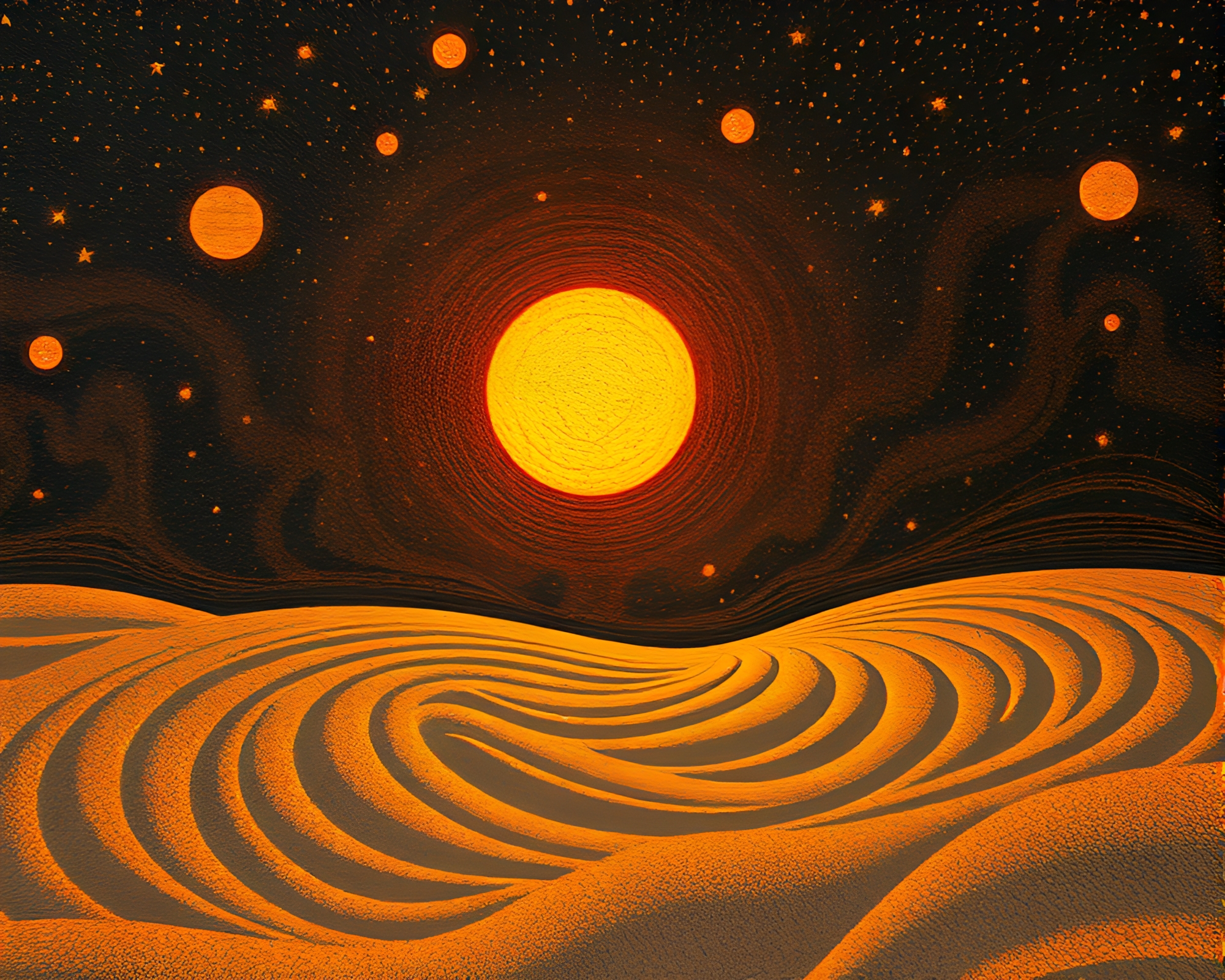 Golden Hour Space Habitat Sand Swirl – free AI stock image