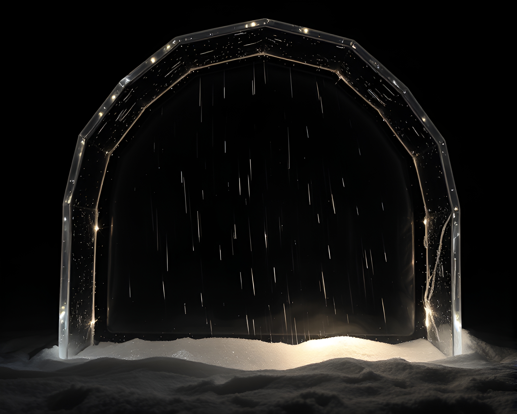 Mesmerizing Glass Igloo Light Streaks Illustration – free AI stock image