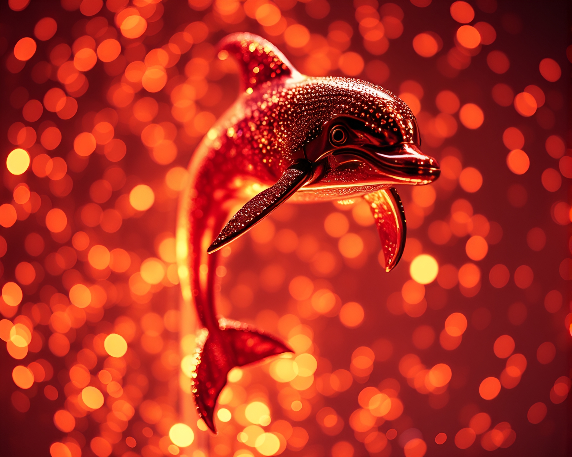 Dolphin Dreamland in Rose Gold LED Lights – free AI stock image