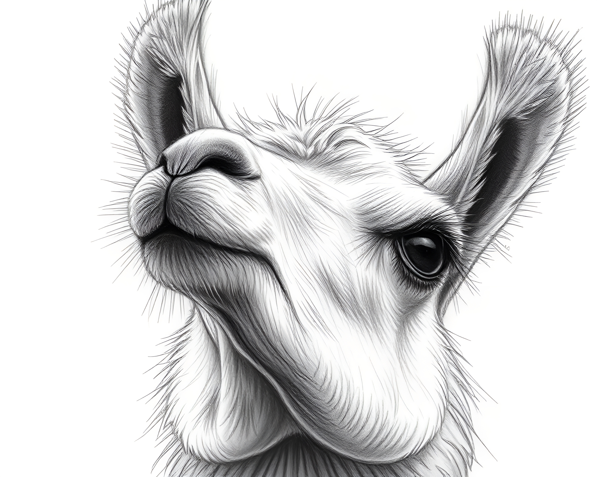 Surreal Llama in Dutch Angle Fantasy Landscape – free AI stock image