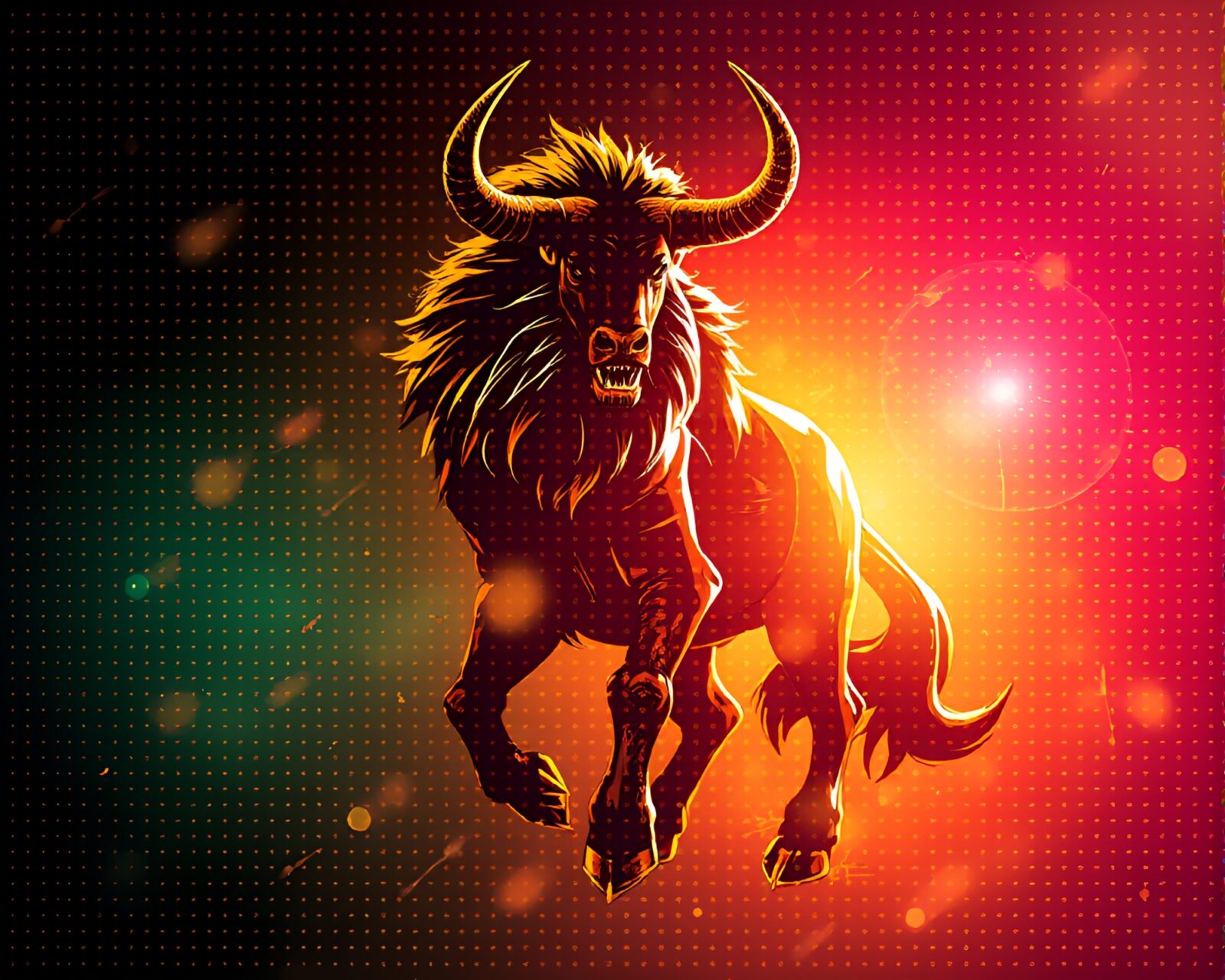 Majestic Minotaur surrounded by intricate bio-organic patterns