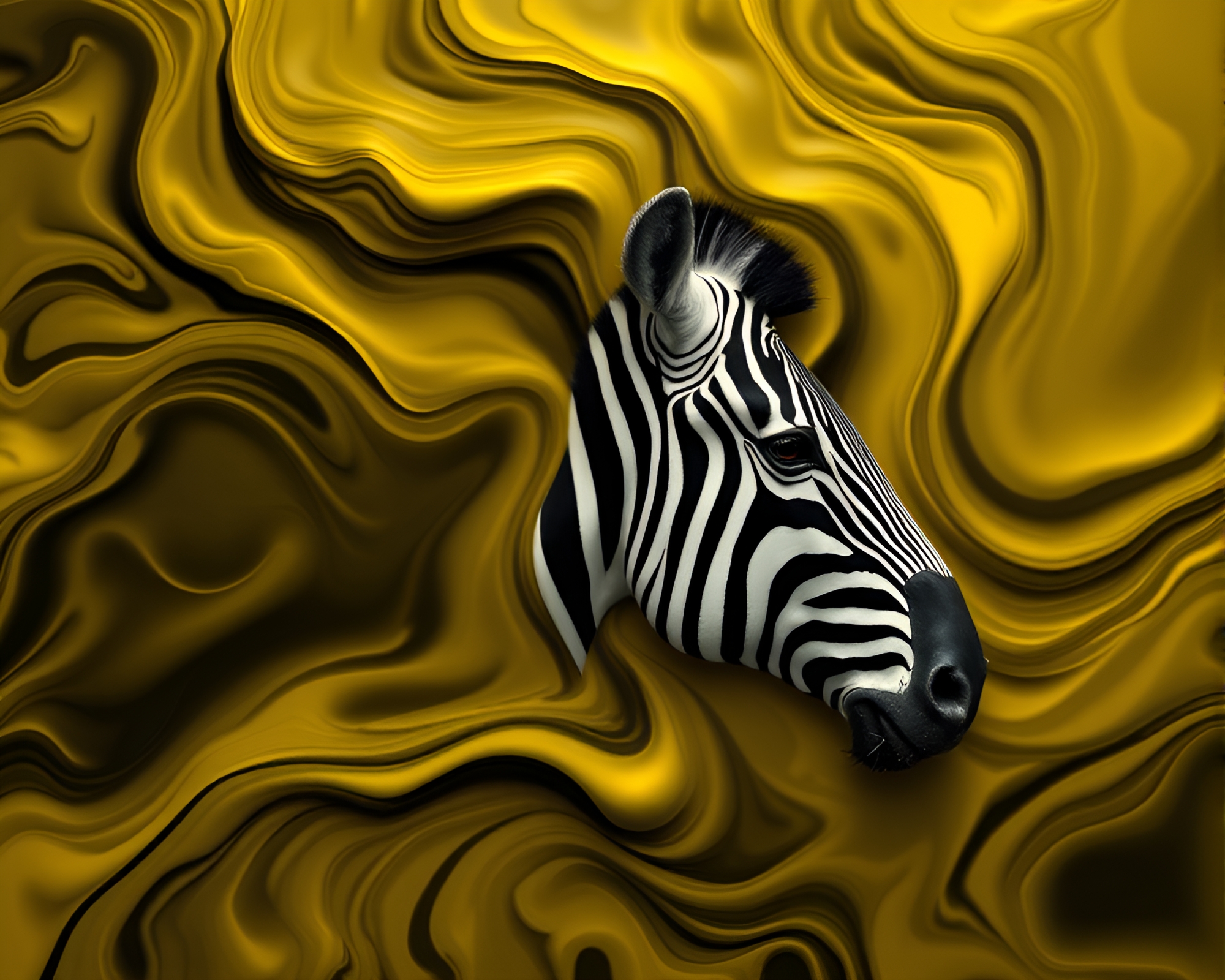 Fluid Zebra Layers in Monochrome Yellow – free AI stock image