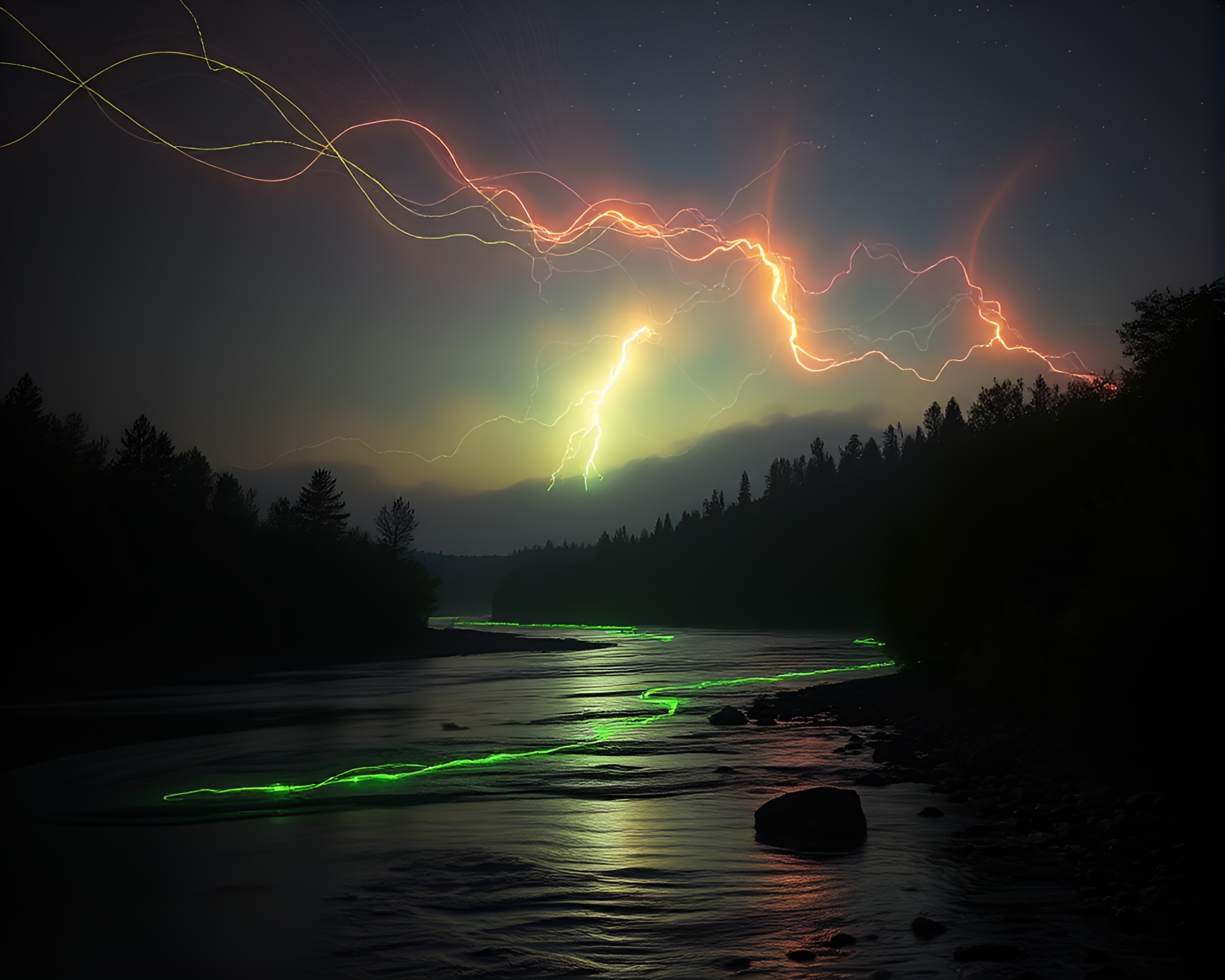 Savage River Fiber Optics Fractal Glow Toon Shading – free AI stock image