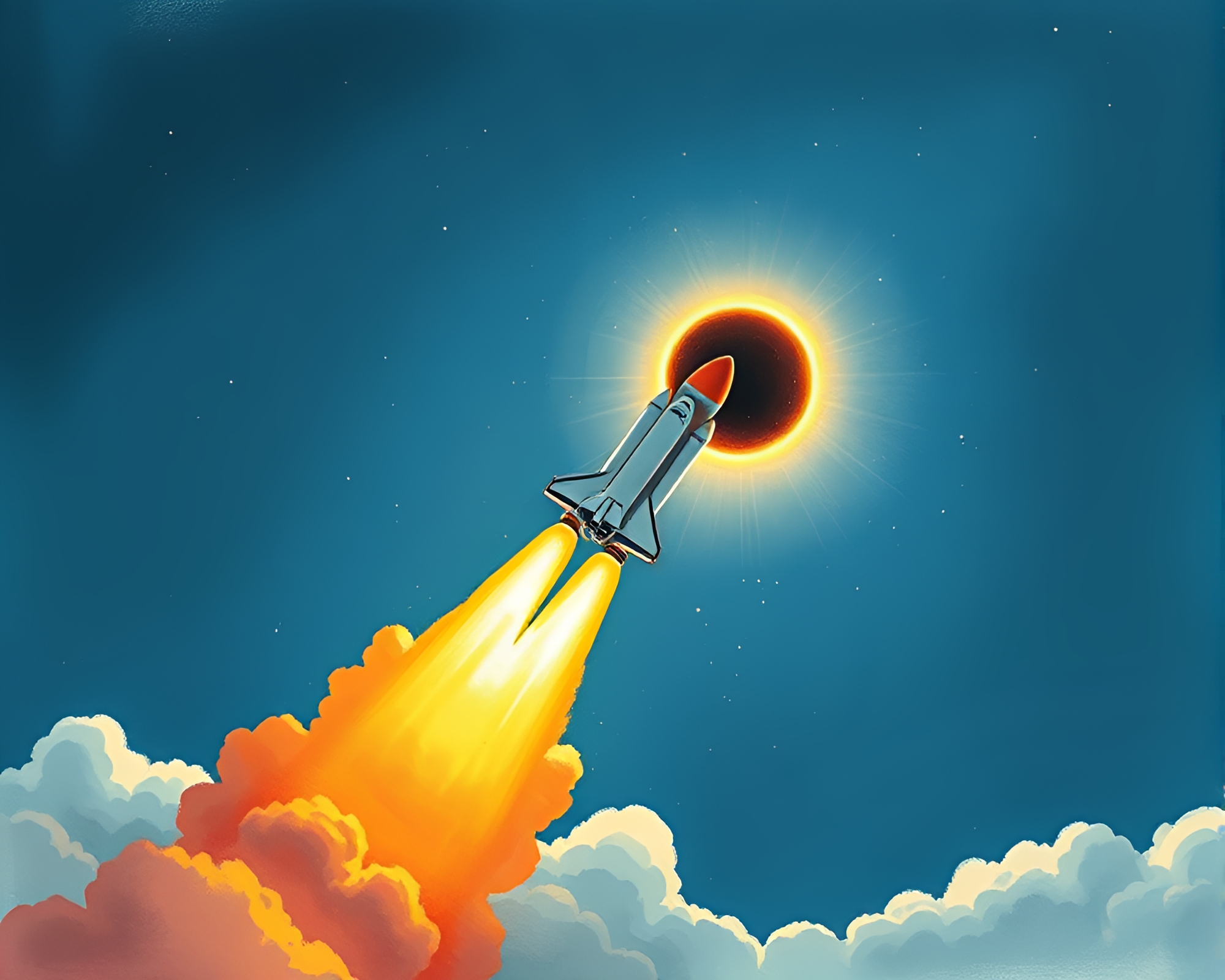 Space Shuttle Eclipse Casting Explosive Shadow – free AI stock image