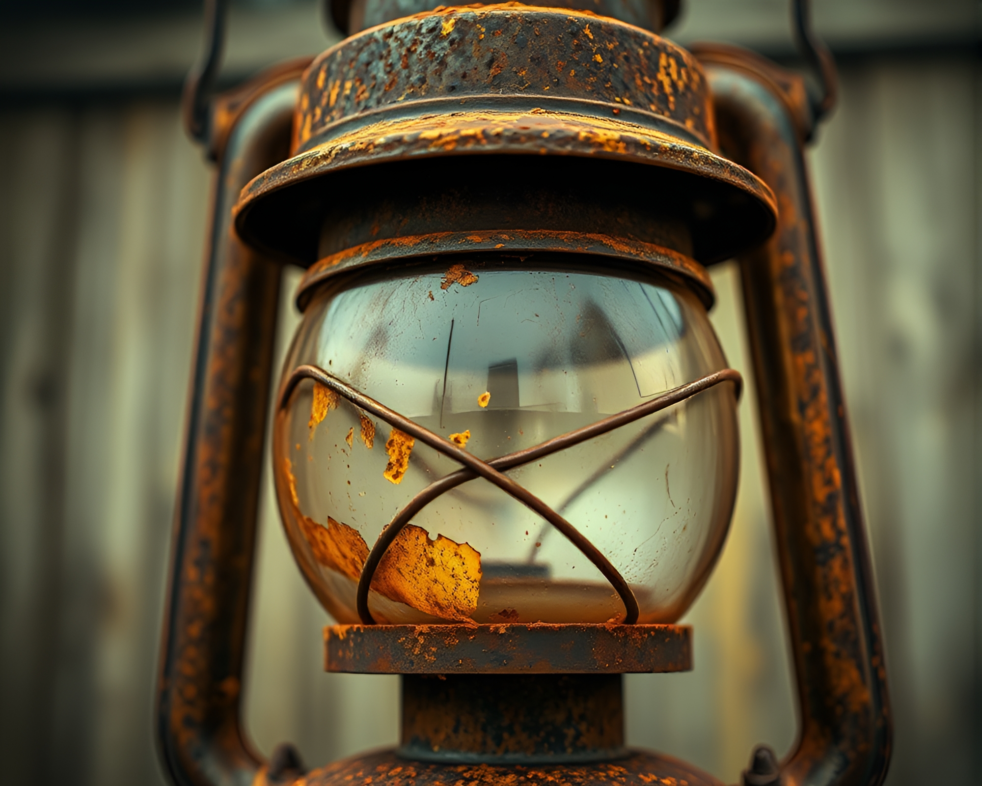 Rust Patina Illuminated by Thermal Oil Lantern Glow – free AI stock image