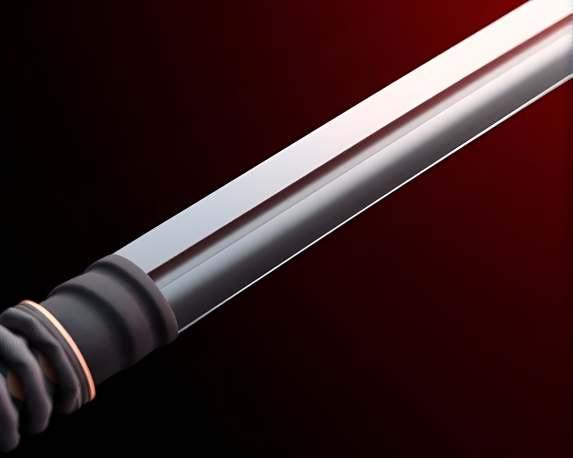 Samurai Sword in High Saturation Low-Poly Fabric Folds – free AI stock image