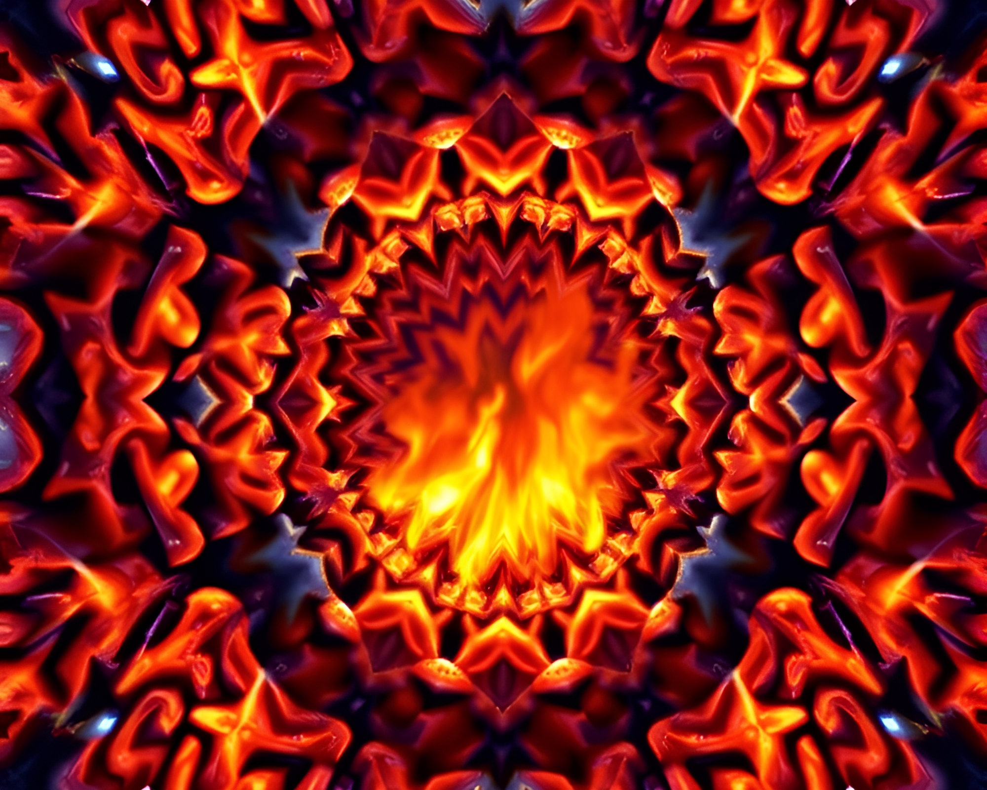 Zoom Burst Escher Tessellation with Thermal Imaging – free AI stock image