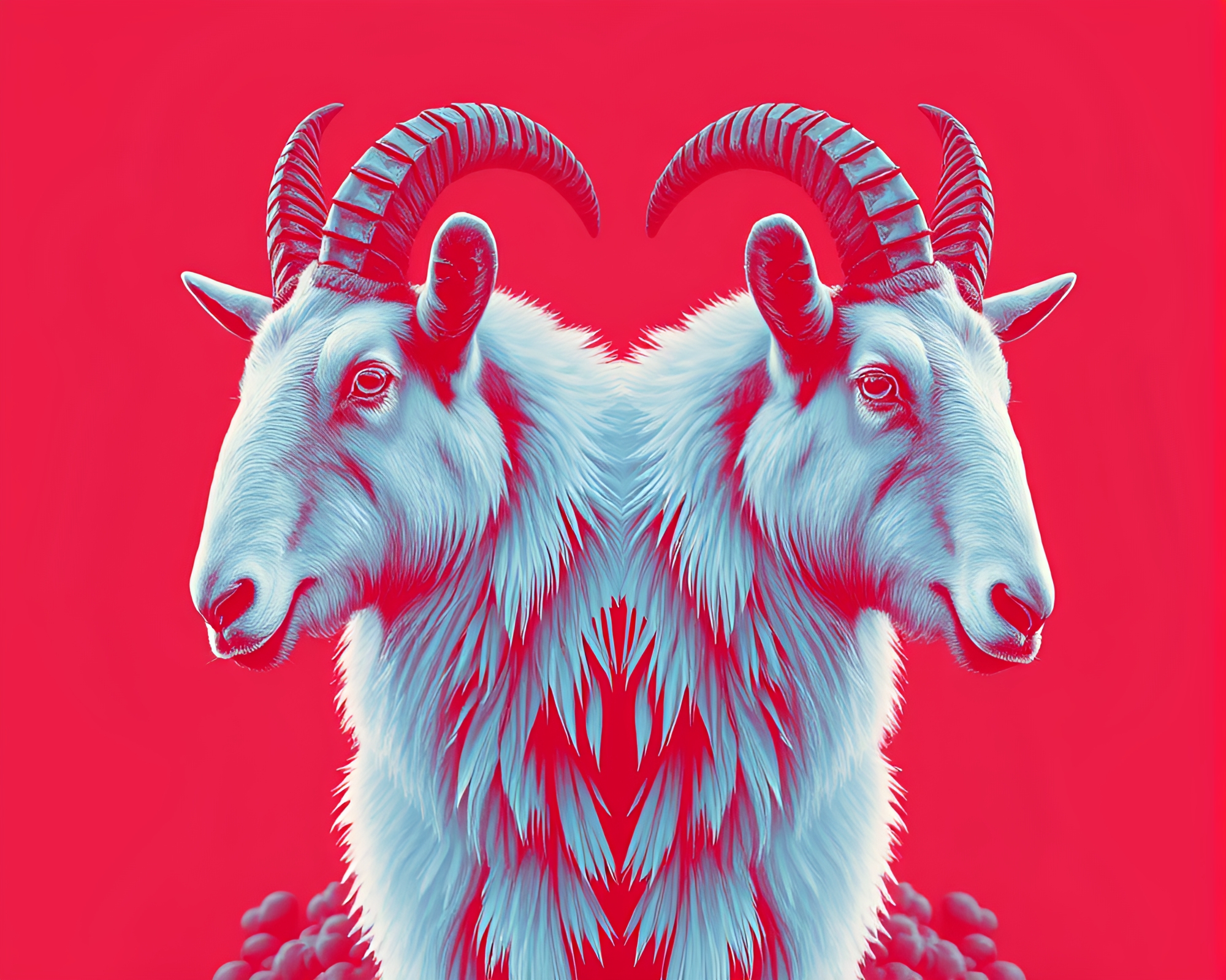 Mountain Goat Fashion Illustration in Duotone – free AI stock image