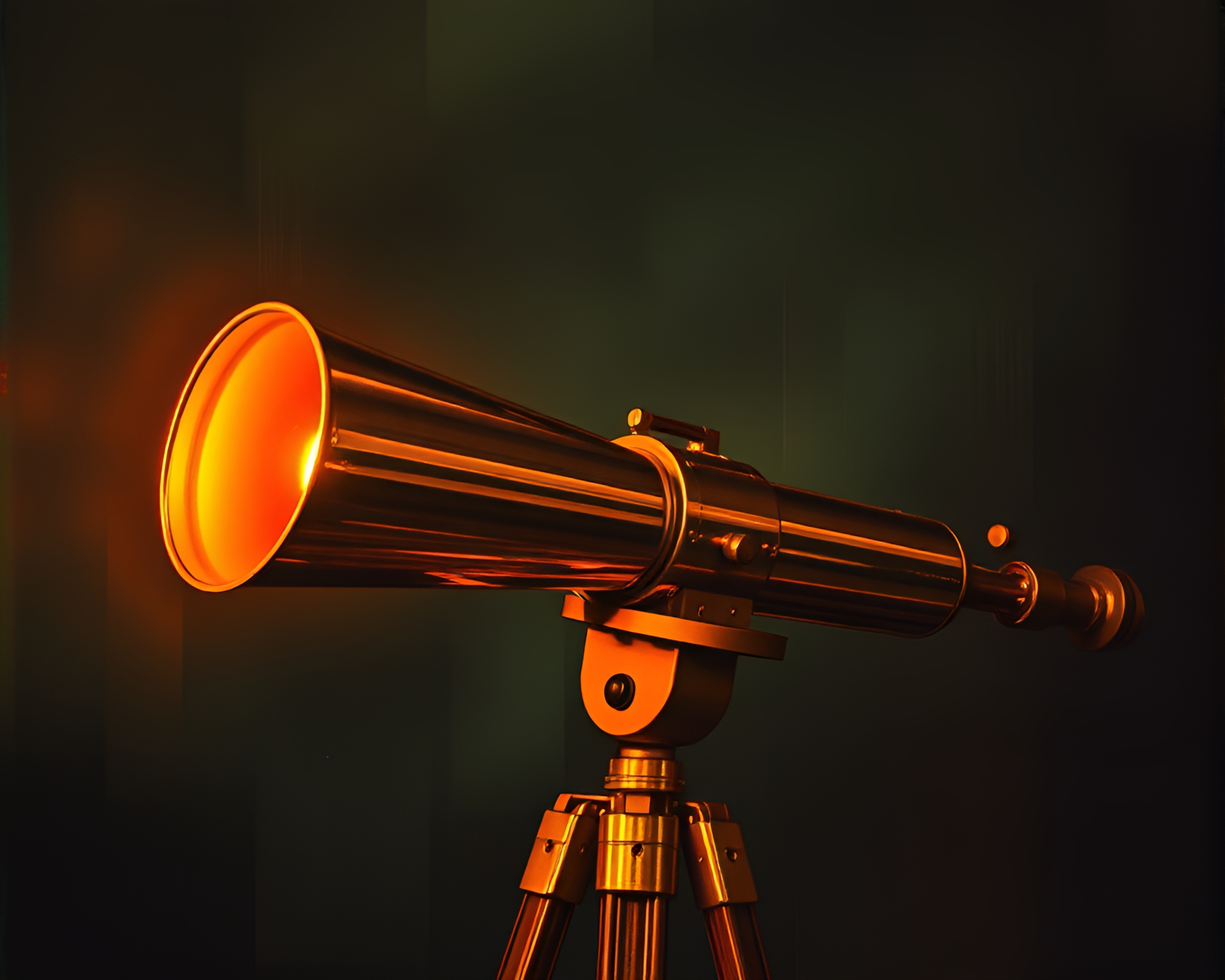 Brass telescope amidst ethereal light leaks – free AI stock image