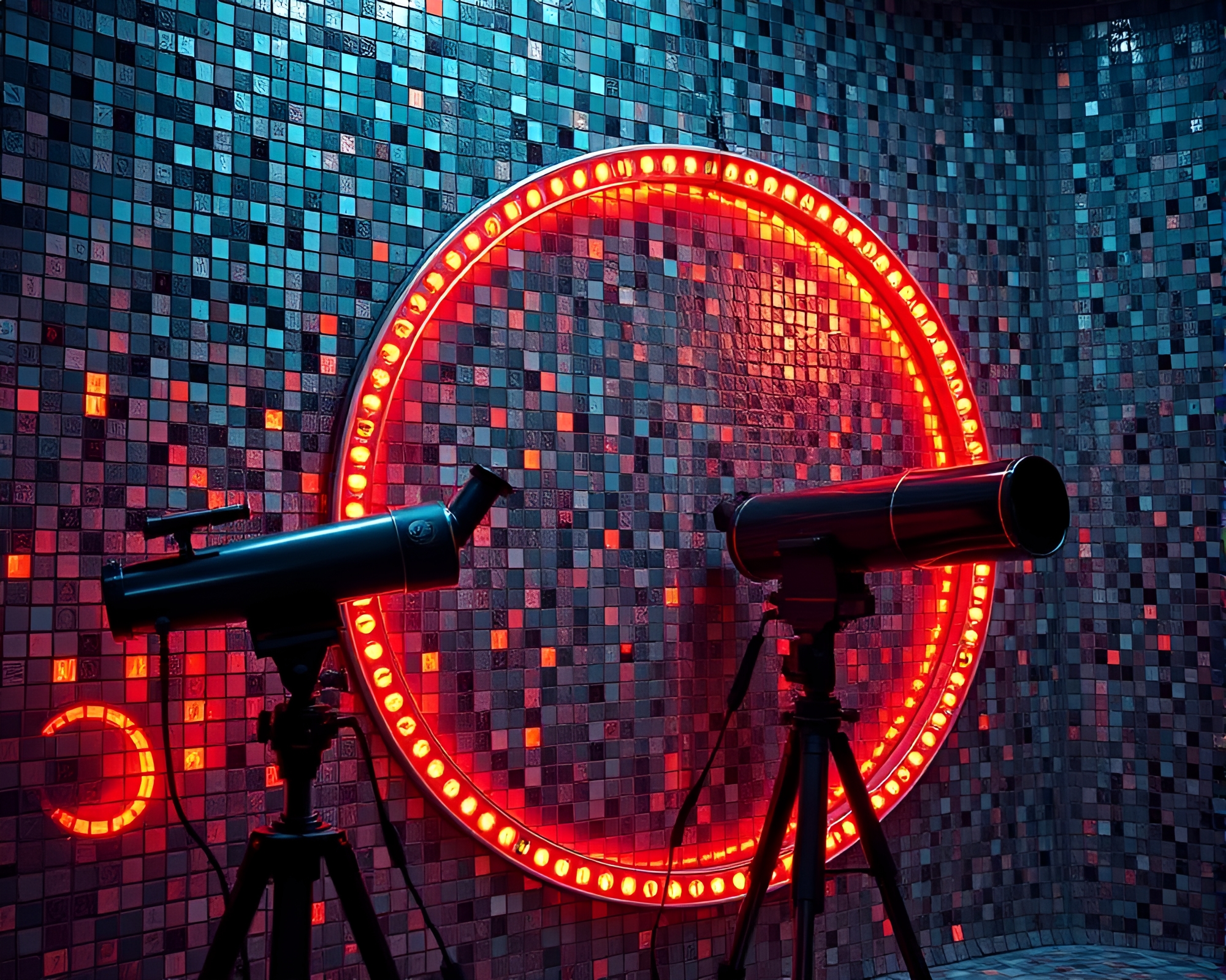 Dystopian Telescopic Mosaic: Rim Lit Ominous View – free AI stock image