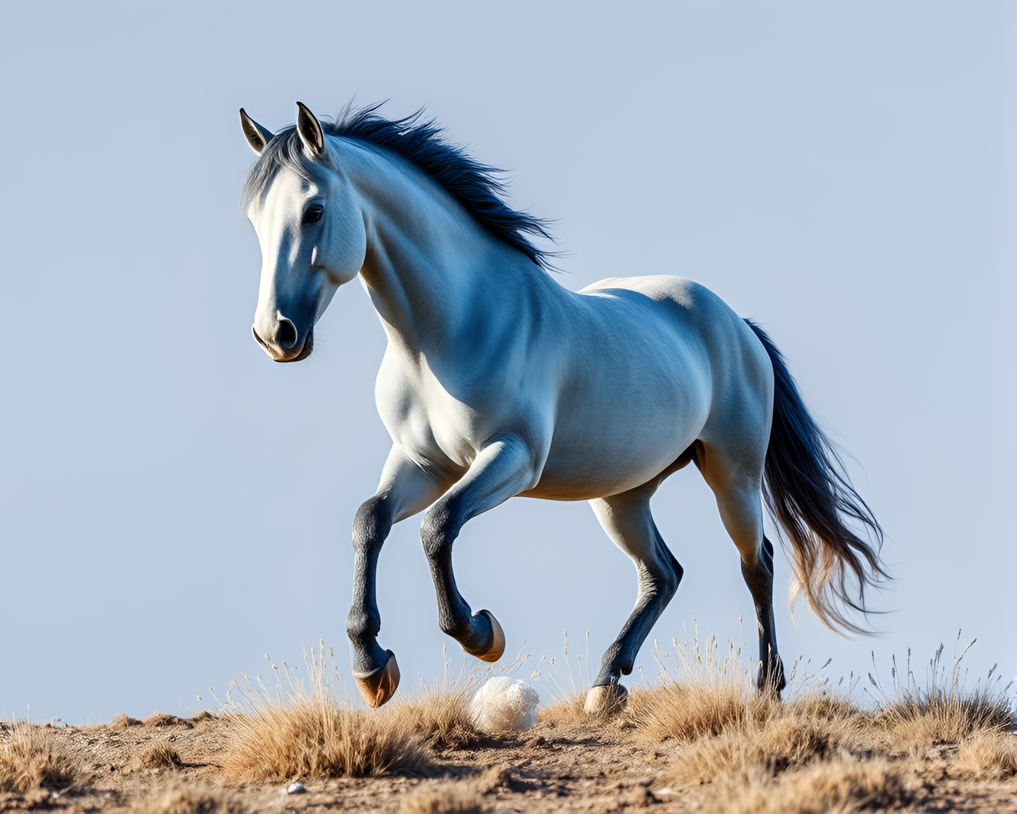 Galloping Arctic Blue Stallion: CGI Masterpiece – free AI stock image