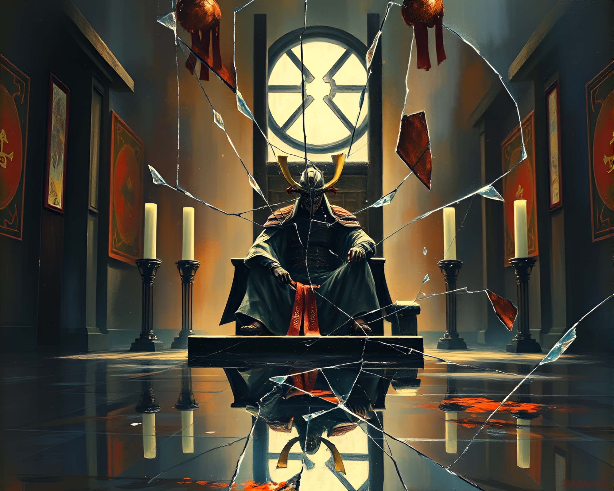Shattered Samurai: Throne Room Revelation – free AI stock image