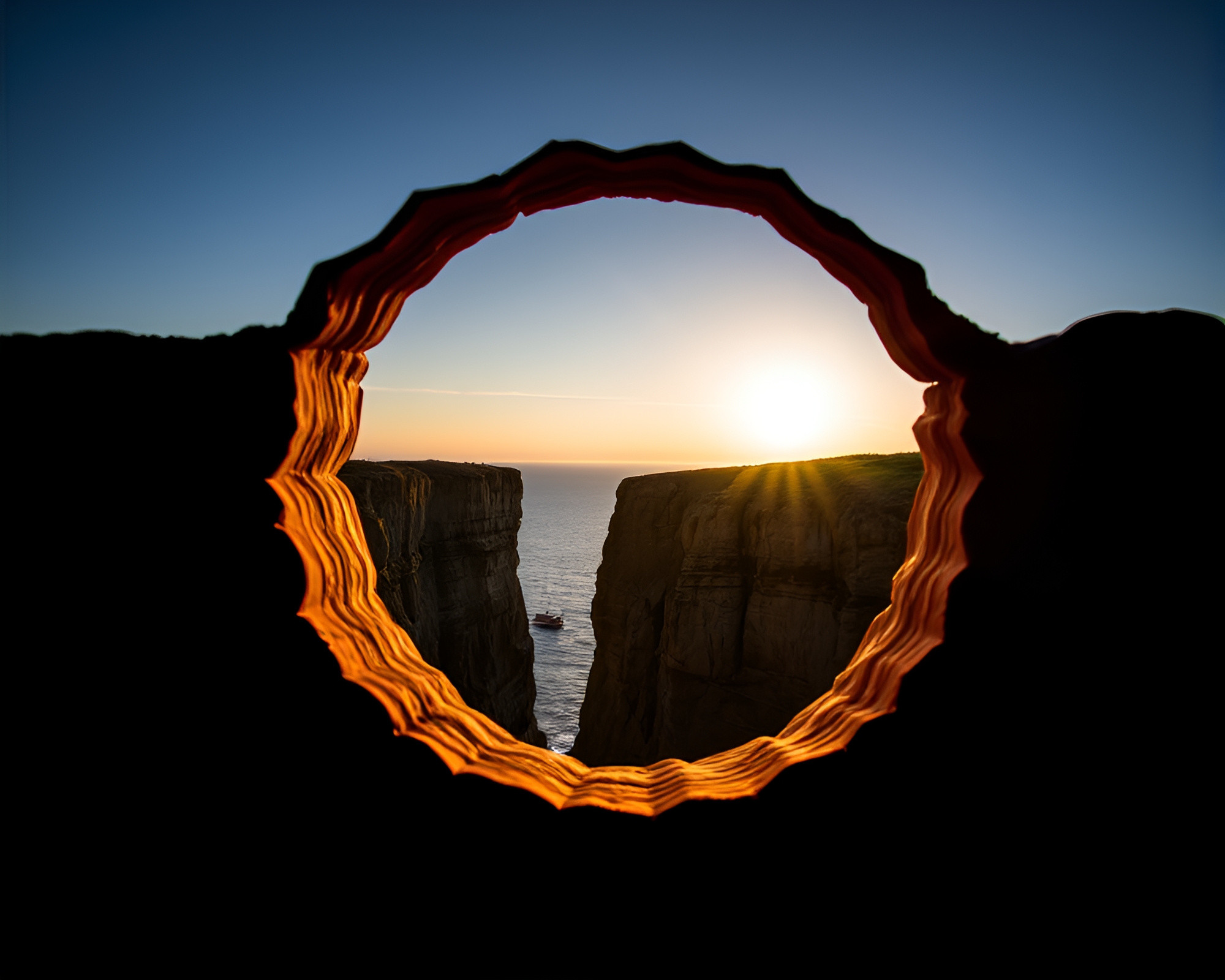Enigmatic Pumpkin Pie on Cliffside Double Exposure – free AI stock image