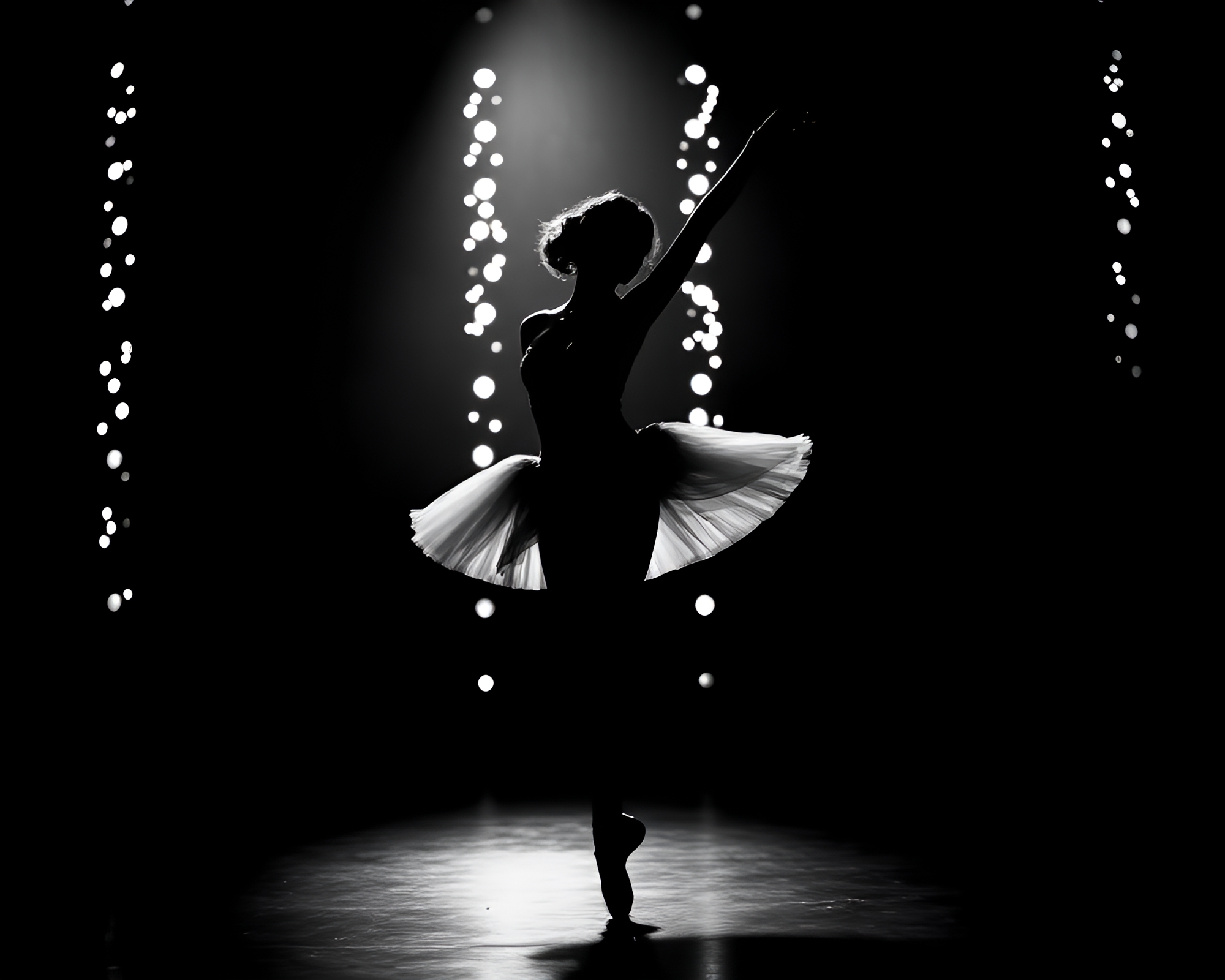 Bold Pop Art Ballet Dancer in Noir Grain Overlay – free AI stock image