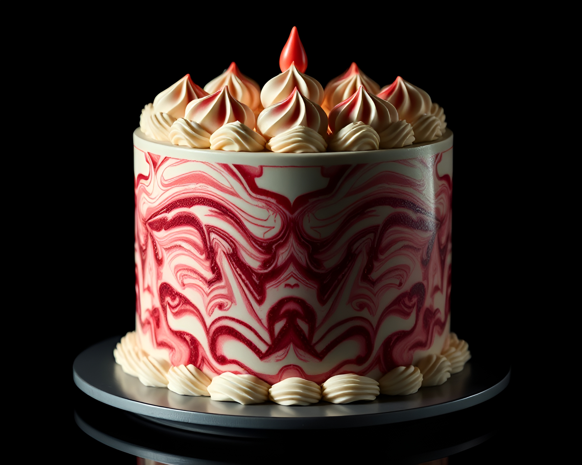 Symmetrical Marbled Cake in Low-Key ASCII Lighting – free AI stock image