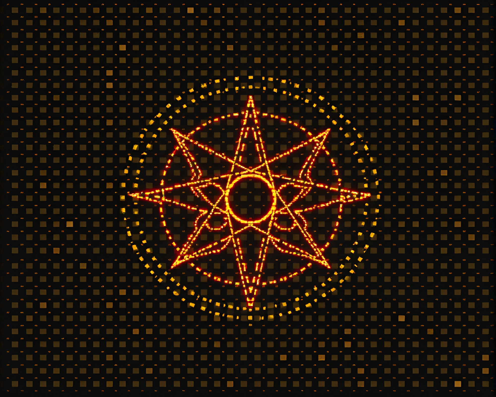 Esoteric Sigil in LED ASCII Pixel Grid – free AI stock image
