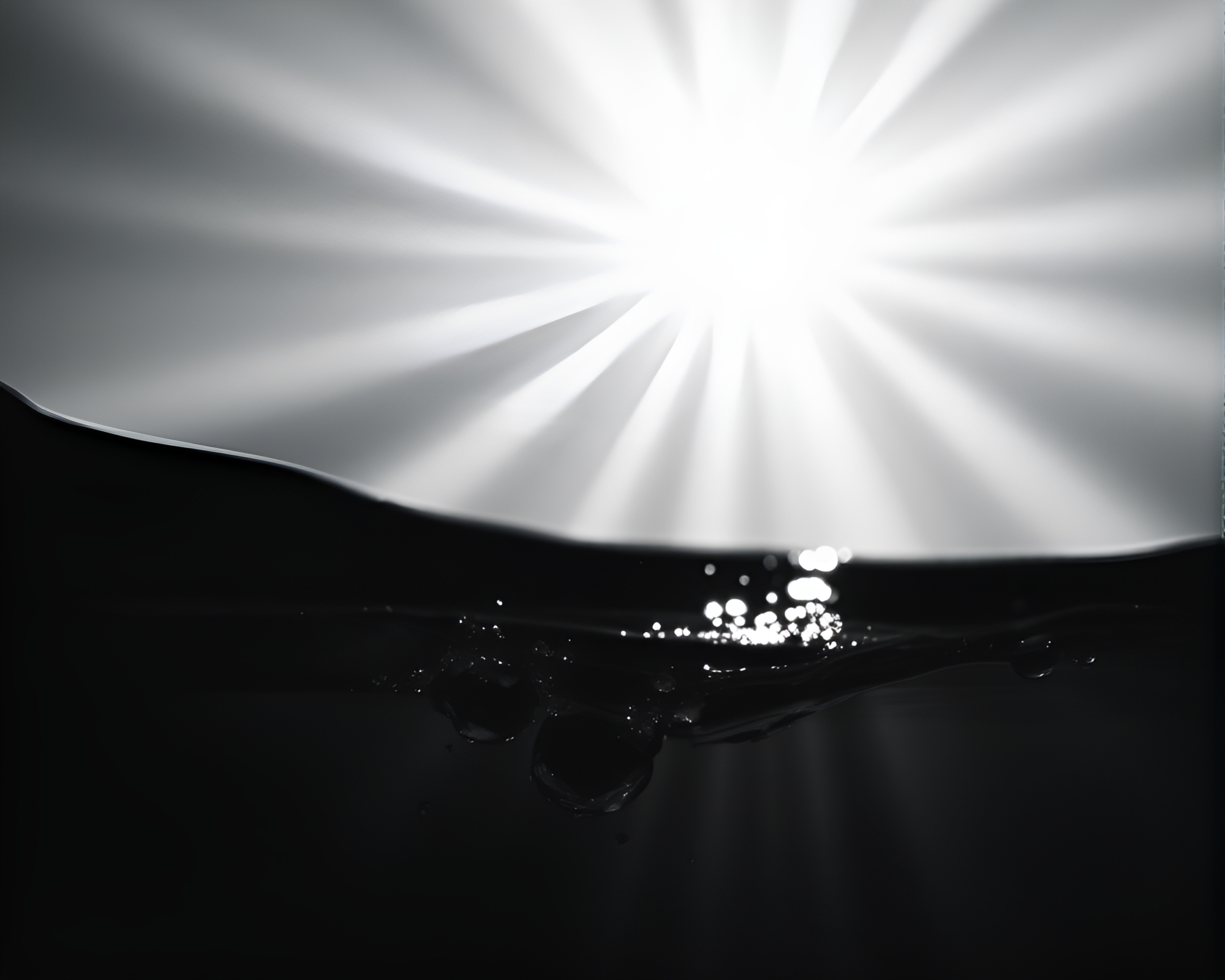 Ink Calligraphy Sunbeam Reflection on Distorted Water – free AI stock image