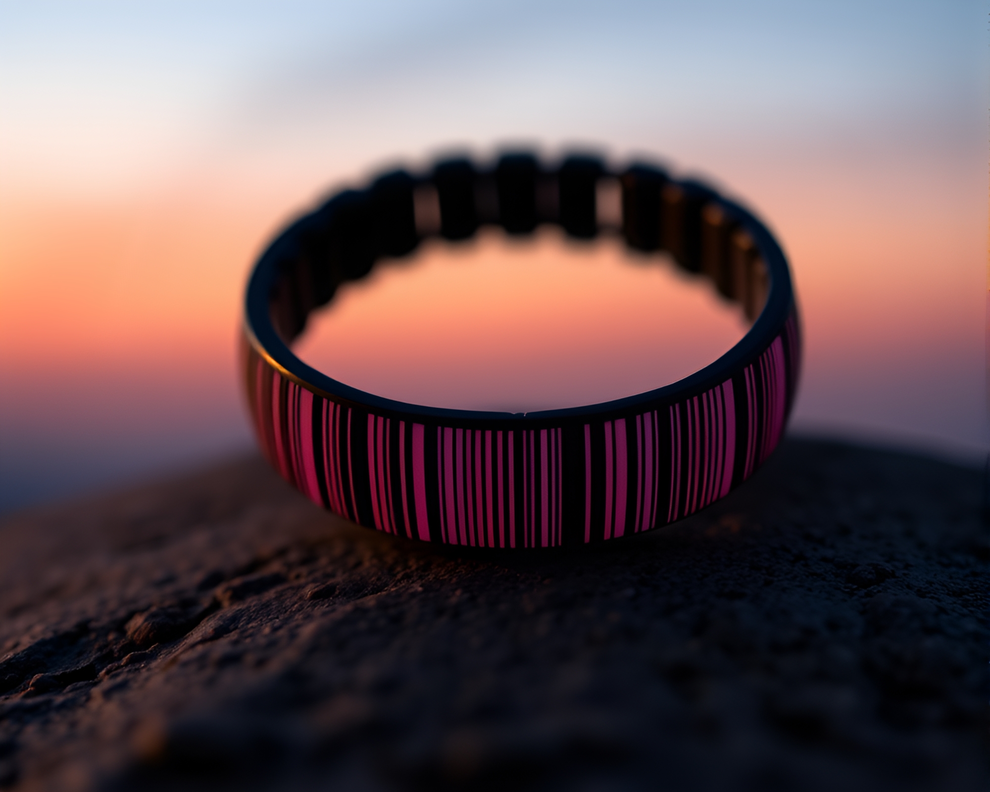 Bio-Organic Barcode Bracelet at Dusk – free AI stock image