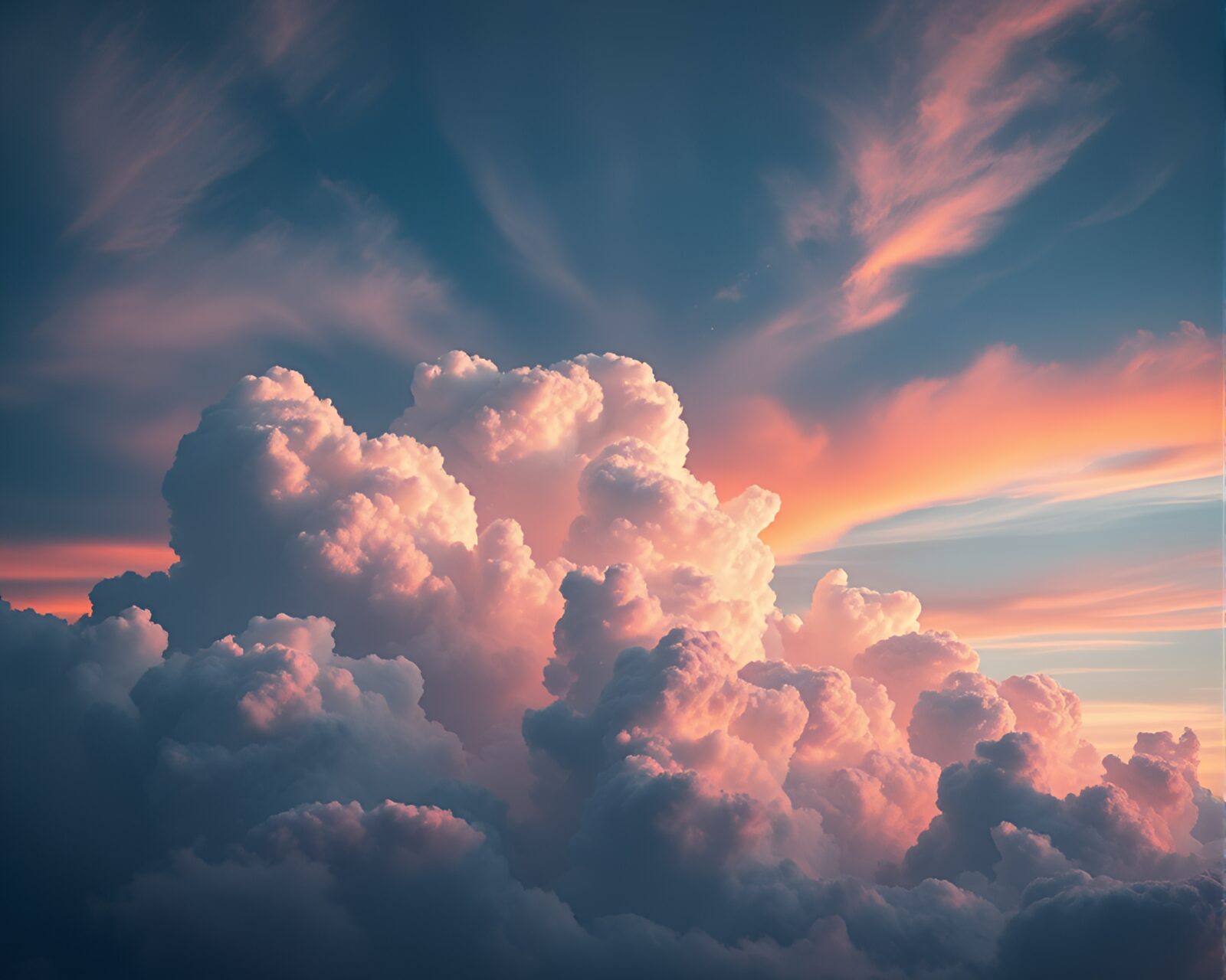 Cel-shaded cityscape suspended in acid wash clouds