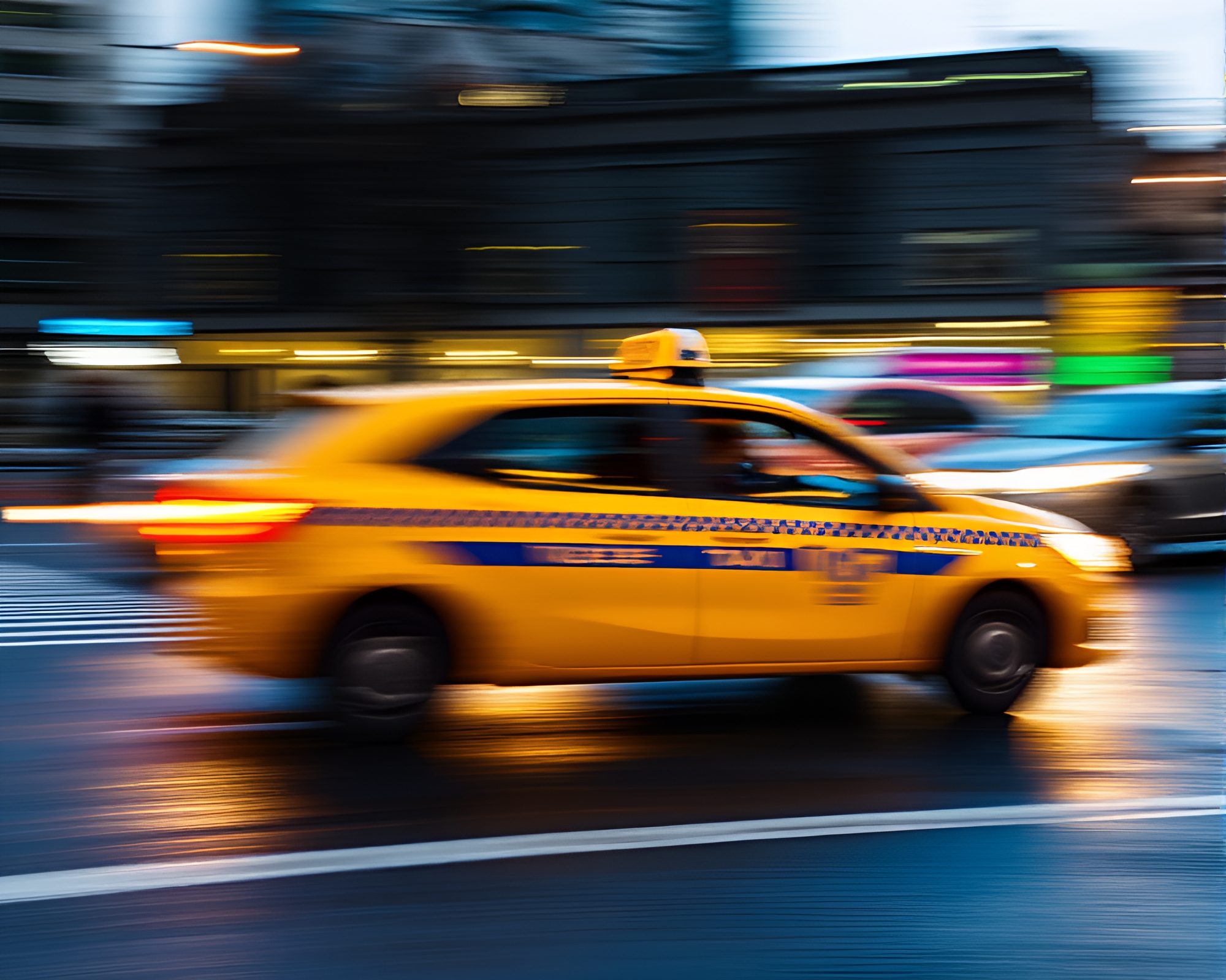 Twilight Hover Taxi Compositions in Fluid Simulation – free AI stock image