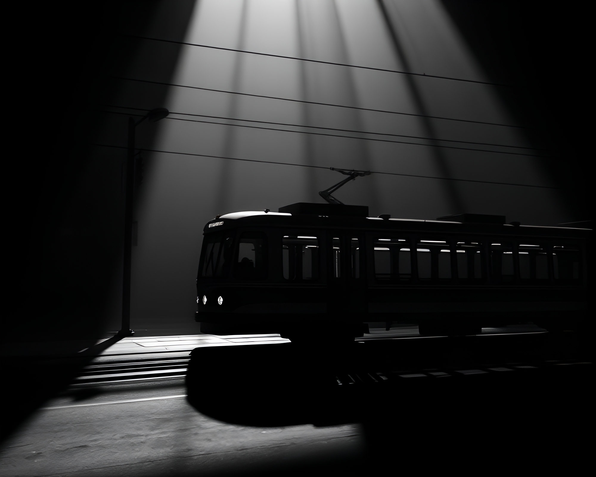 Monorail Shadow Silhouette amid Carnival Lights – free AI stock image