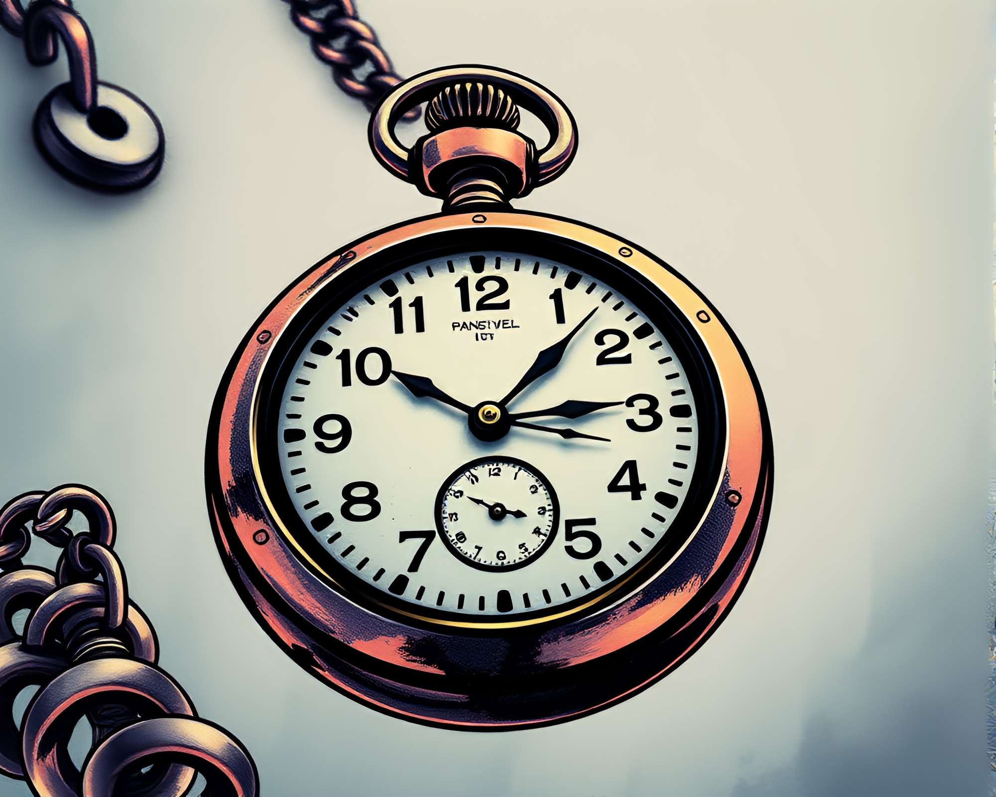 Steampunk Pocket Watch Timepiece Acid Washed Illustration – free AI stock image