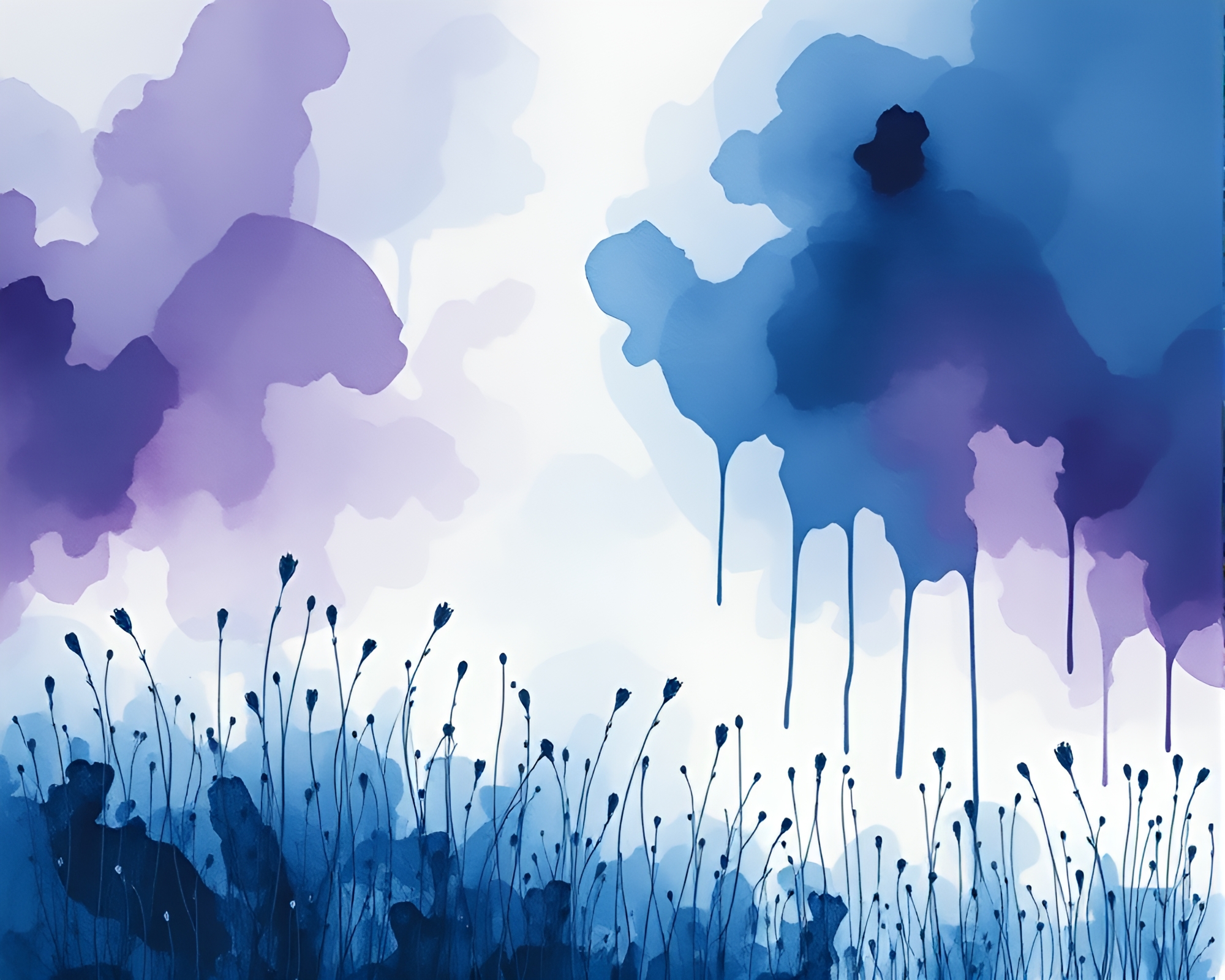 Enchanting Fairy in Indigo Ink Wash Drips – free AI stock image