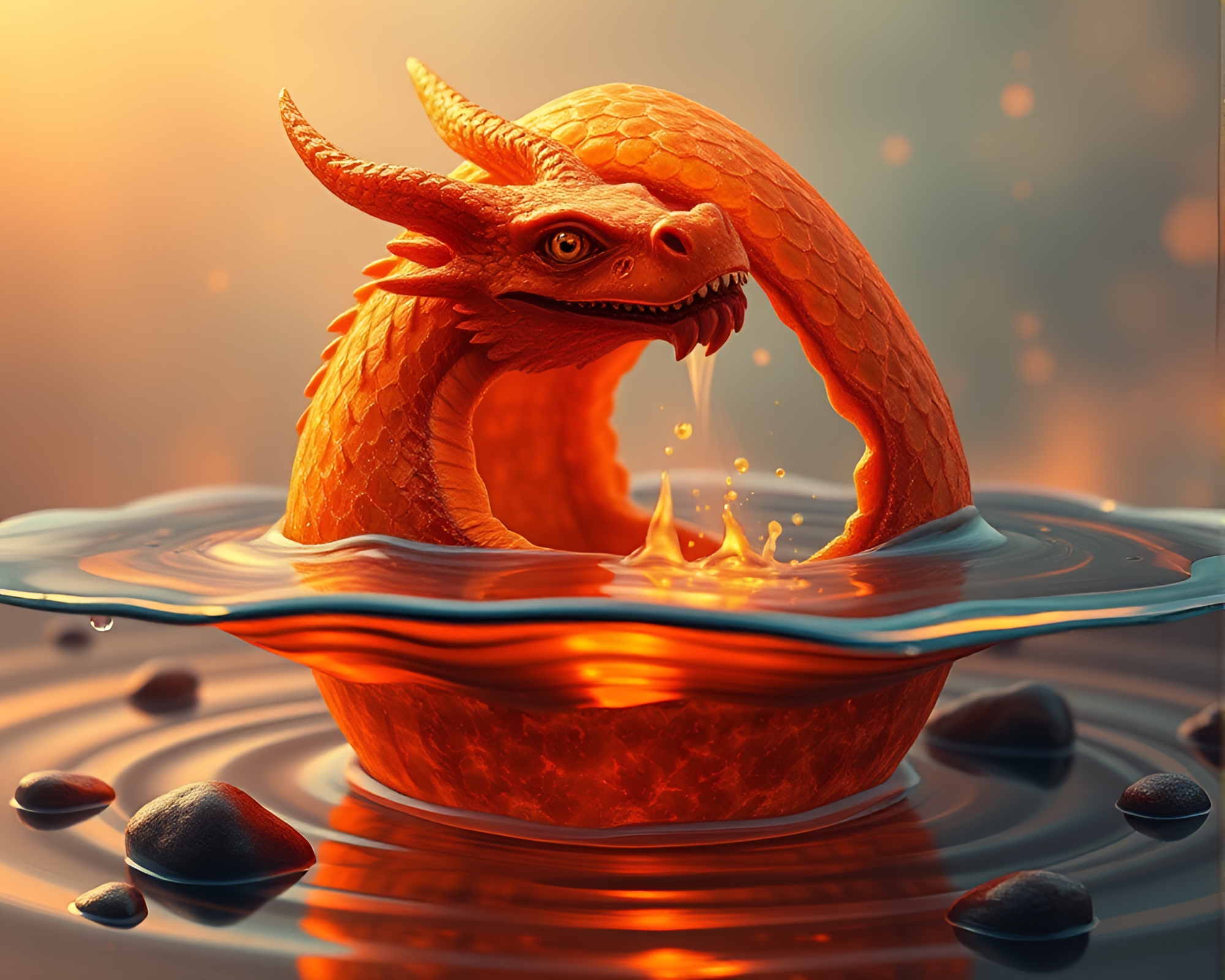 Dragon Egg in Water Distortion – free AI stock image