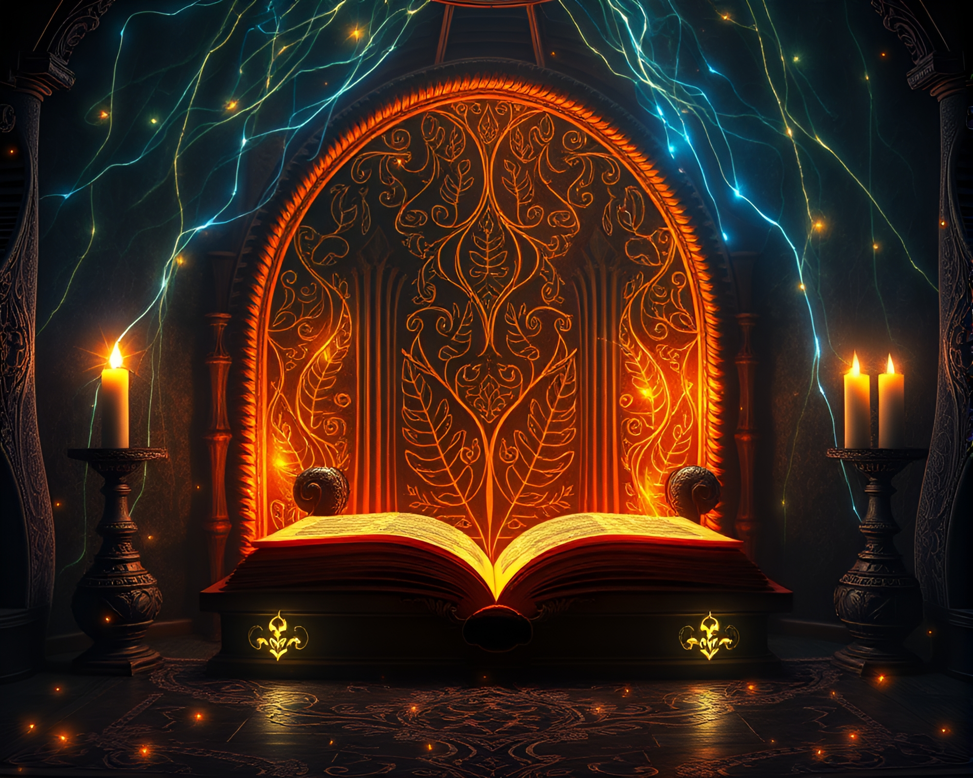 Enchanted Book with Kinetic Leaf Vein Pattern Art – free AI stock image
