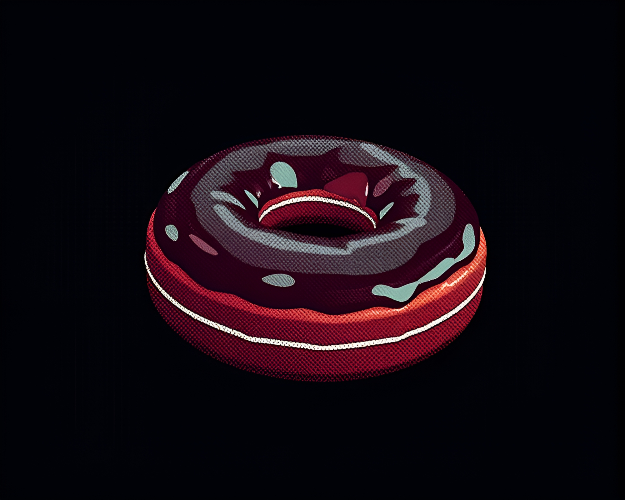 Geometric Abstraction of Desaturated Jelly-filled Doughnut in Halftone Grid – free AI stock image