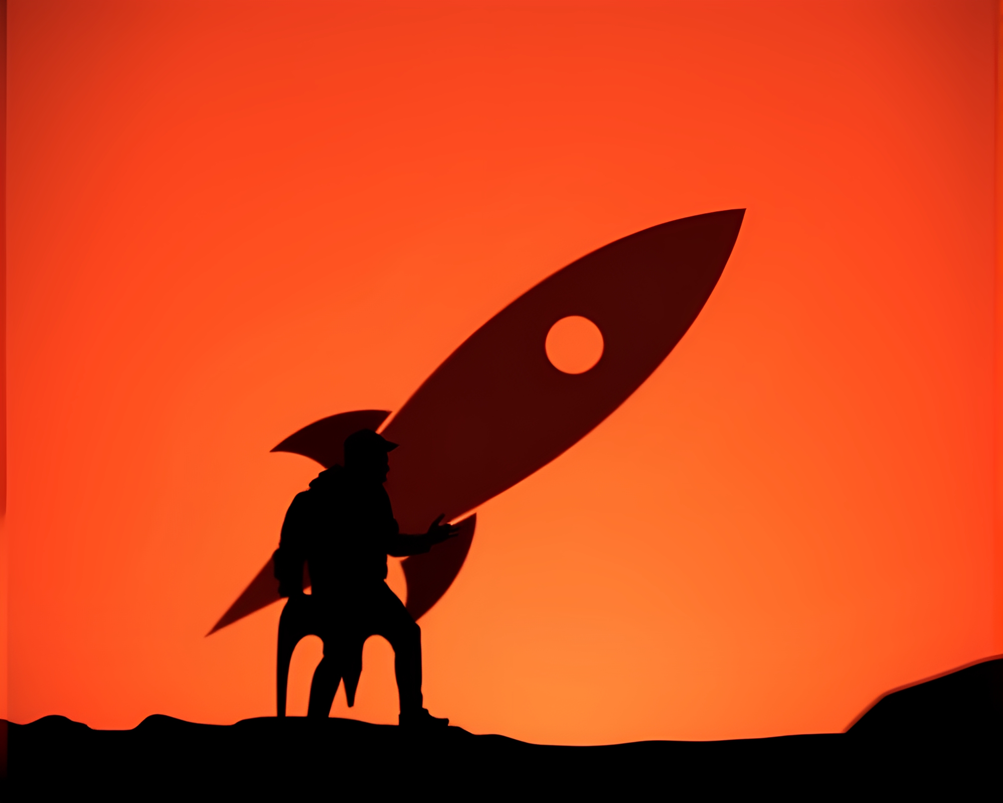 Rocket Silhouetted in Shadowy Vignette – free AI stock image